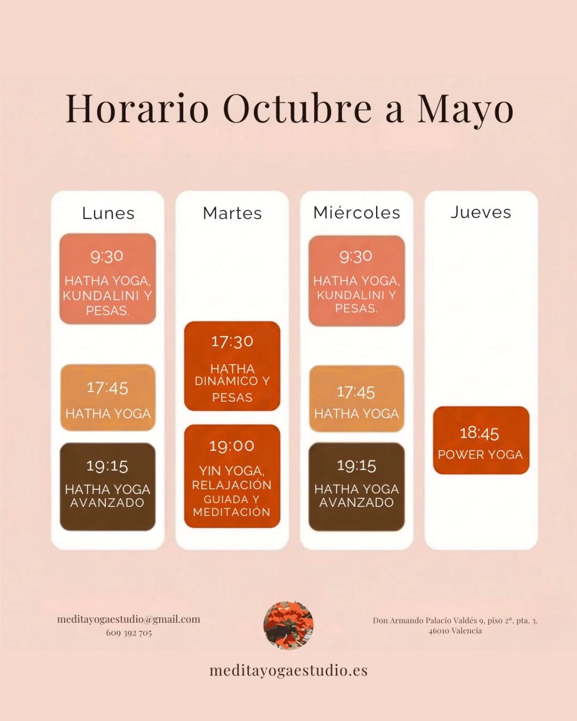 ✨ ¡Os recordamos nuestro horario! 🕒
Este curso venimos con mucha energía y más clases de:
🏋️♀️ Hatha Yoga con Pesas (fuerza y equilibrio)
🔥 Power Yoga (dinamismo y vitalidad)
¡Encuentra tu momento y fluye con nosotros! 🧘♂️✨
#yogavalencia #meditacionvalencia #hathavalencia #hathayogavalencia #hathayoga YogaConPesas yogaconpesasvalencia powerYogaValencia