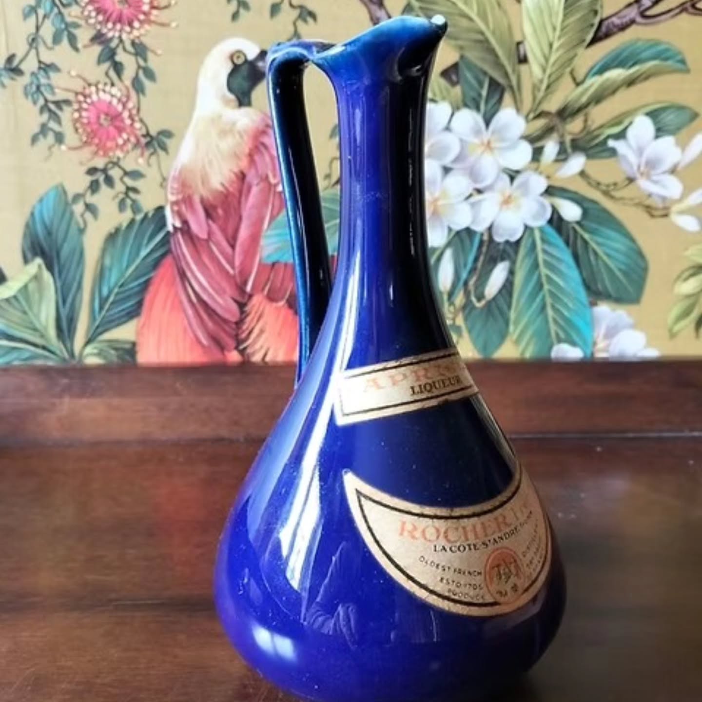 Vintage Roche Frères Apricot Liqueur Bottle – Cobalt Blue Ceramic – La Côte-Sain | https://share.google/iHiYd6aG5OJyvkjXh