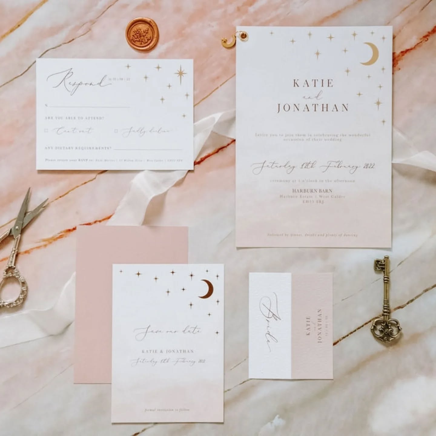 Calling all celestial lovers 🌙✨
Our 'Desert Skies' collection was made for couples who love a little cosmic magic. Foiled stars scattered across the design with a delicate crescent moon create the dreamiest night-sky feel 🤍✨
The best part? The foil can be finished in gold, silver, rose gold or holographic to match your vision perfectly.
For weddings written in the stars 💫
Taking bookings for 2026, 2027 & 2028 💛
www.holliebrucedesigns.com
.
.
.
#celestialwedding #moonandstars #celestialweddings #modernweddingstationery #foilweddinginvitations