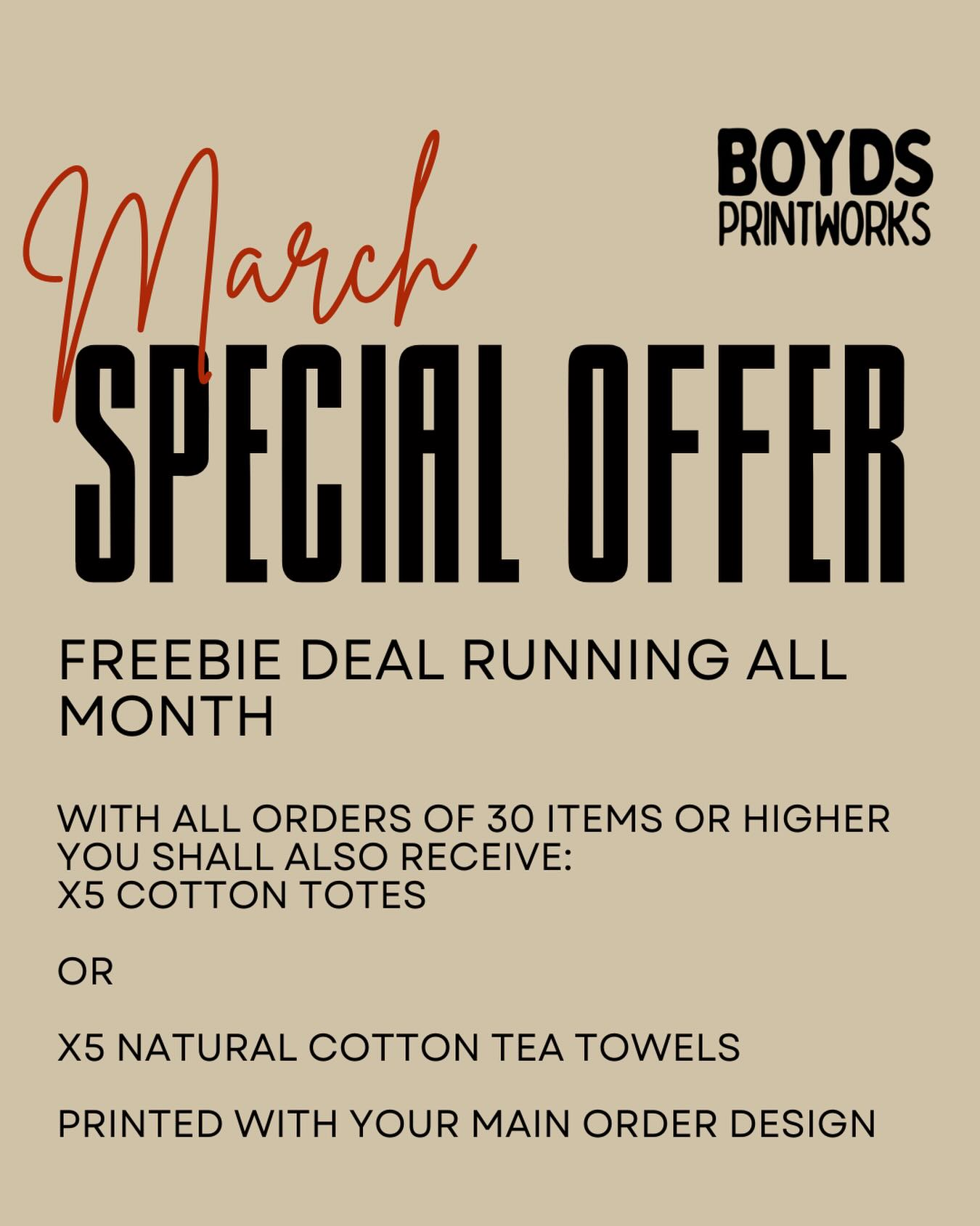 This months’ special offer, a tote bag or tea towels deal for x5 freebies with every order placed over the 30 item threshold.
Ethically and sustainably printed merch produced in Bedford by hand using our solar powered studio.
DM or email with any questions.