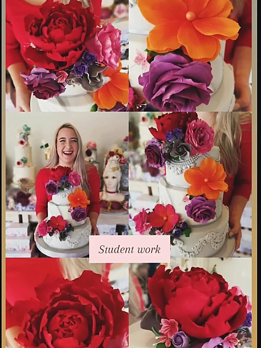 Sugar Cakes "Skills & Techniques" course includes fondant covering as well as handcrafted sugar flowers🩷
Visit @barco_bake for the most beautiful vibrant colors. Love them all ❤️
#cakedesign #cakedecorating #cakeclasses #cakeart #sugarflowersclass