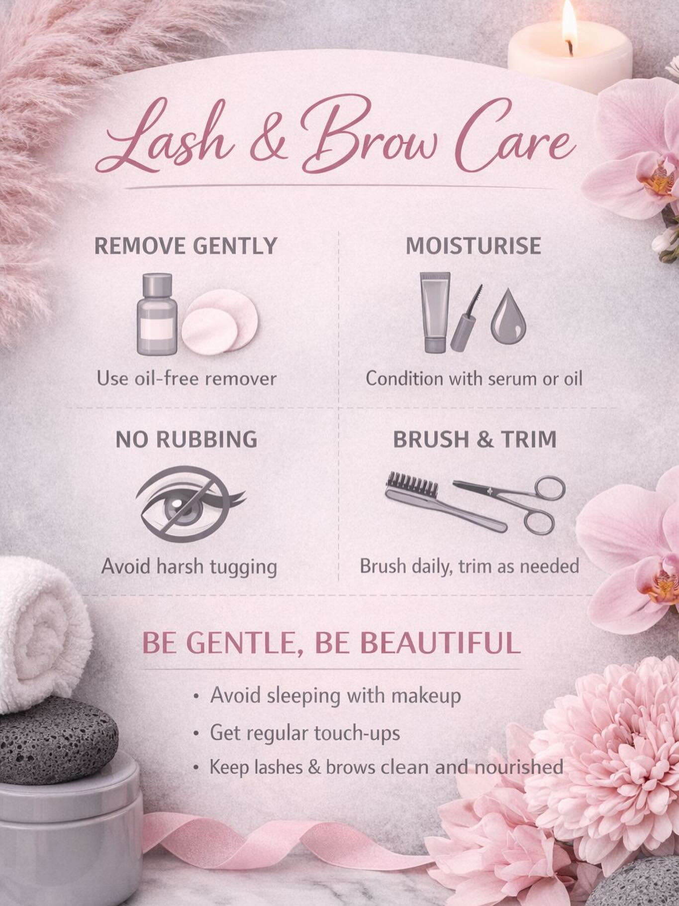 Lash & Brow Care Tips + What Your Treatments Actually Do
Your lashes and brows deserve intentional care — especially after treatments like a lash lift or brow lamination.
But what are they exactly? 👇
👀Lash Lift
A lash lift enhances your natural lashes by lifting and setting them upward from the root. This creates the appearance of longer, fuller lashes without extensions. Results typically last 6–8 weeks, depending on your natural growth cycle.
🖌️Brow Lamination
Brow lamination smooths and restructures the brow hairs, setting them into a fuller, more defined shape. It’s ideal for unruly, downward-growing, or sparse brows and gives that soft, fluffy finish.
Because both treatments restructure the hair bonds temporarily, aftercare is essential to maintain results and protect hair health.
💡 Remember:
• Avoid sleeping with makeup
• Be gentle — no harsh rubbing
• Use an oil-free remover around the eye area
• Condition daily with a nourishing serum or oil
• Brush brows and lashes into place
• Schedule regular maintenance appointments
Healthy hair = longer-lasting results ✨
#browlami #browlamination #lashlift #lashes #somersetwest