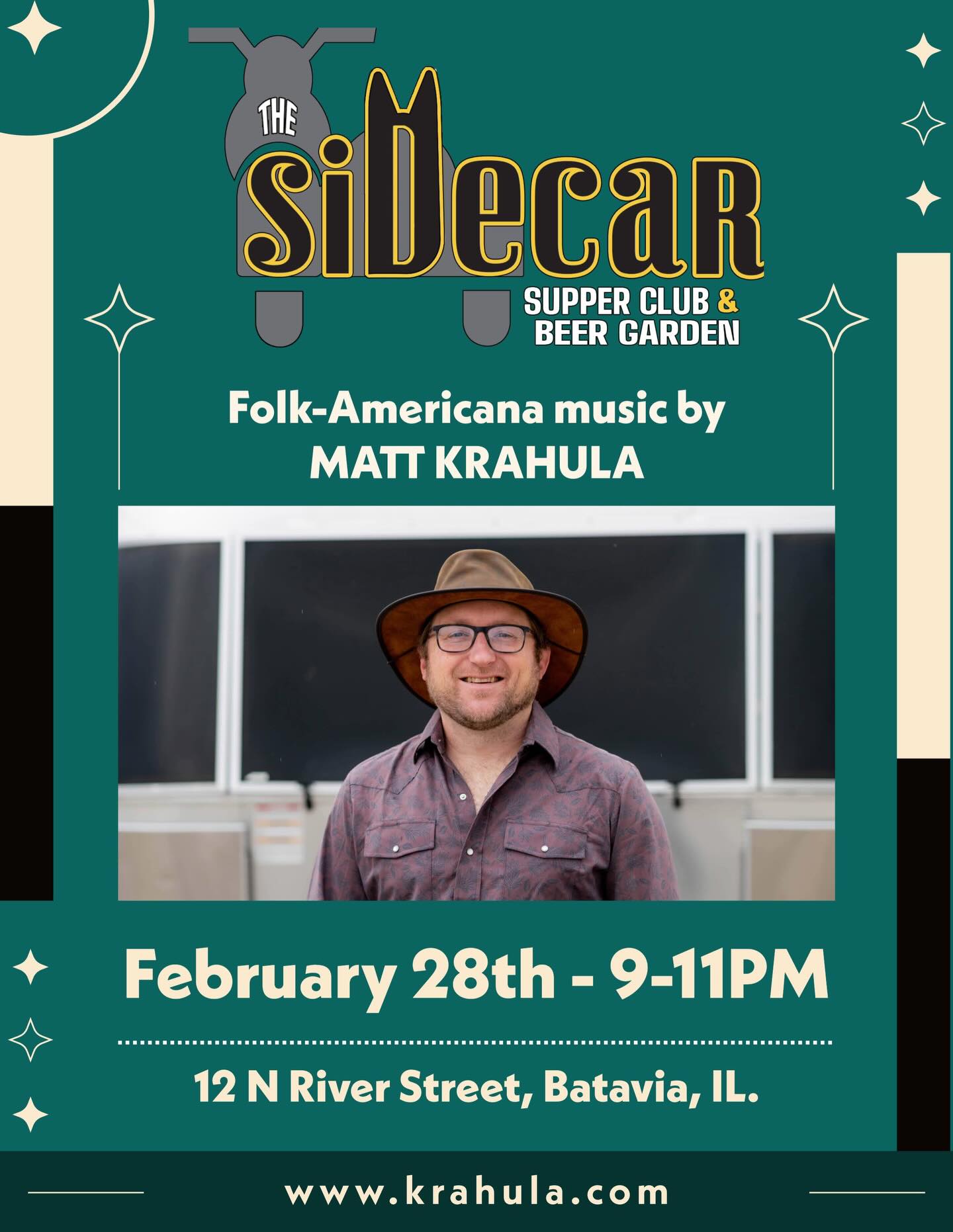 Excited to be making my debut at Sidecar Supper Club in Batavia, IL this Saturday, 2/28, from 9-11pm. Hope to see you there!
#livemusic #singersongwriter #batavia #illinois #saturday