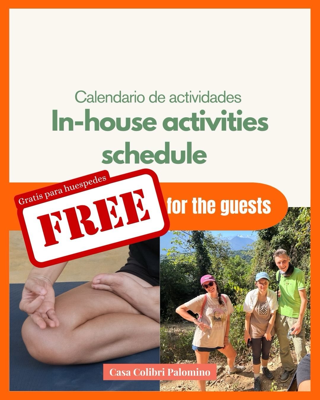 🧘🏽♀️🧘🏼🧘🏻♂️🥾🍀Travel Yoga & Nature Hike Program (Updated in-house activities schedule)🌿
At Casa Colibri Palomino, we created this program especially for travelers.
Long bus rides, new beds, heavy backpacks, different foods, and long beach days all impact the body. Our Travel Yoga classes are designed to restore balance while you explore. Each session focuses on what travelers need most — releasing tension in the hips and lower back, opening the chest and shoulders, strengthening the core, supporting digestion, and calming the nervous system.
Throughout the week, we move with intention:
• Deep stretch for the whole body
• Upper body strength for backpackers
• Hip and lower back release
• Core & balance
• Self-massage with tennis balls
• Yoga Nidra for full reset
And for those who want to explore beyond the beach, our 4-hour hike in La Sierrita Palomino connects you with rivers, jungle trails, birds, butterflies, and mountain views. It’s not just a walk — it’s a moving meditation in nature.
This program is about more than exercise.
It’s about traveling consciously.
Moving, breathing, connecting — with your body, with nature, and with other souls on the journey.
Free for our guests.
Because travel should feel good — inside and out. 🌞🌊⛰️
#travelyoga
#balancedtravel
#casacolibripalomino
#mindbodyspirit
#hikeinnature