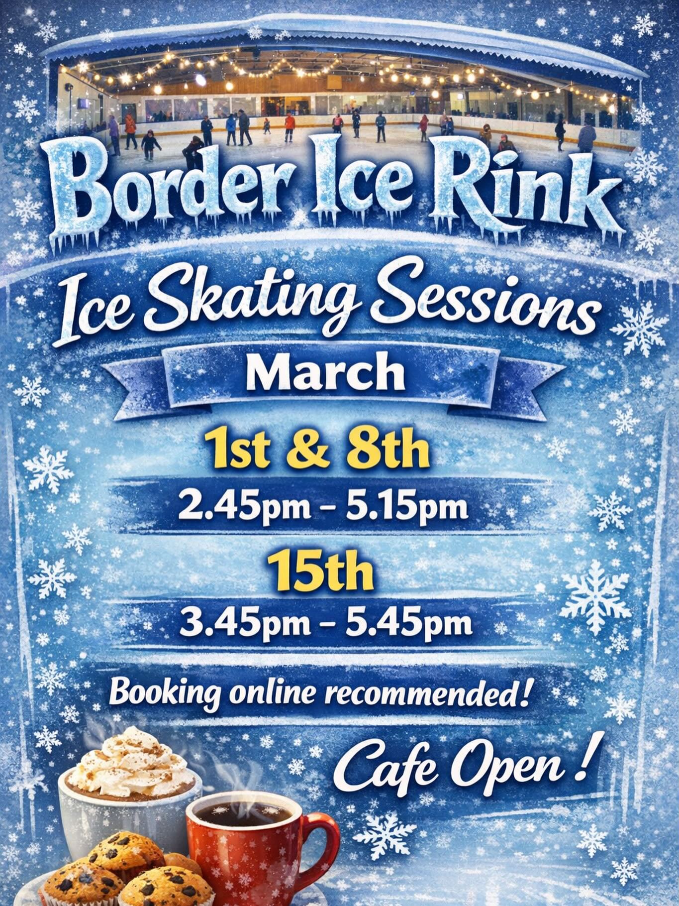 ⛸️ Ice Skating at Border Ice Rink – March Sessions! ❄️
Looking for some weekend fun on the ice? Join us this March at Border Ice Rink!
📅 1st & 8th March
🕒 2.45pm – 5.15pm
📅 15th March
🕒 3.45pm – 5.45pm
🎟️ Booking online recommended
☕ Café open – warm up with hot drinks & treats!
Bring your friends, bring the family, and enjoy a great afternoon on the ice!
#BorderIceRink #IceSkating #MarchSkating #FamilyFun #Kelso