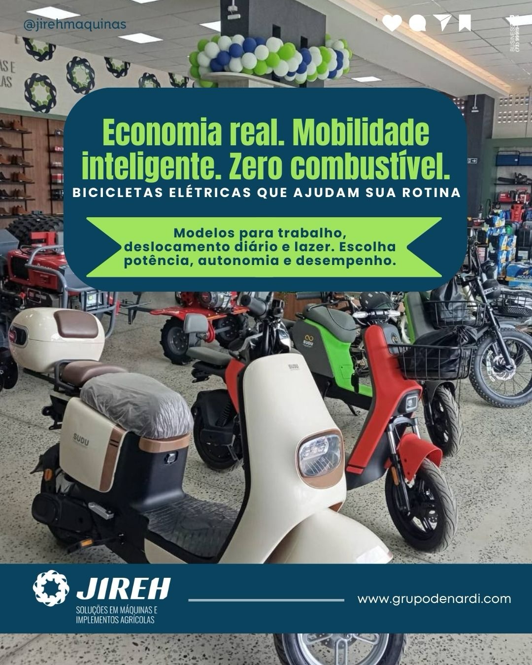 Na Jireh Máquinas você encontra bicicletas elétricas de 300W a 1000W, modelos para 2 lugares, opções infantojuvenis e versões de alta performance.
Confira algumas das opções disponíveis:• NB Free WX-10 750W 60V 20AH (2 Lugares)
• Nado Shark 300W Lítio 24V (Infantojuvenil)
• A2S 1000W 48V 24AH (SUDU)
• NB Free WX-10 750W 60V 20AH (Branca)
• Nado K-03 750W Aro 20 Lítio 48VPotência, autonomia e economia em um só investimento.
Fale agora no direct ou WhatsApp, solicite valores, tire suas dúvidas e garanta a sua antes que o estoque acabe.
#JirehMaquinas#BicicletaEletrica#BikeEletrica#Agenciabusiness360