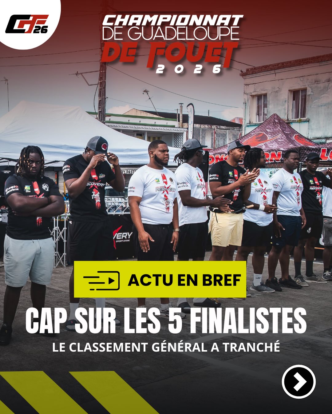La saison régulière a livré son verdict.📣
Les 5 finalistes sont connus. À l’approche de la grande finale du Championnat de Guadeloupe de Fouet, découvrez un focus sur chacun des qualifiés.
🗓️Rendez-vous le 08 mars 2026 pour une finale qui s’annonce intense. 🔥