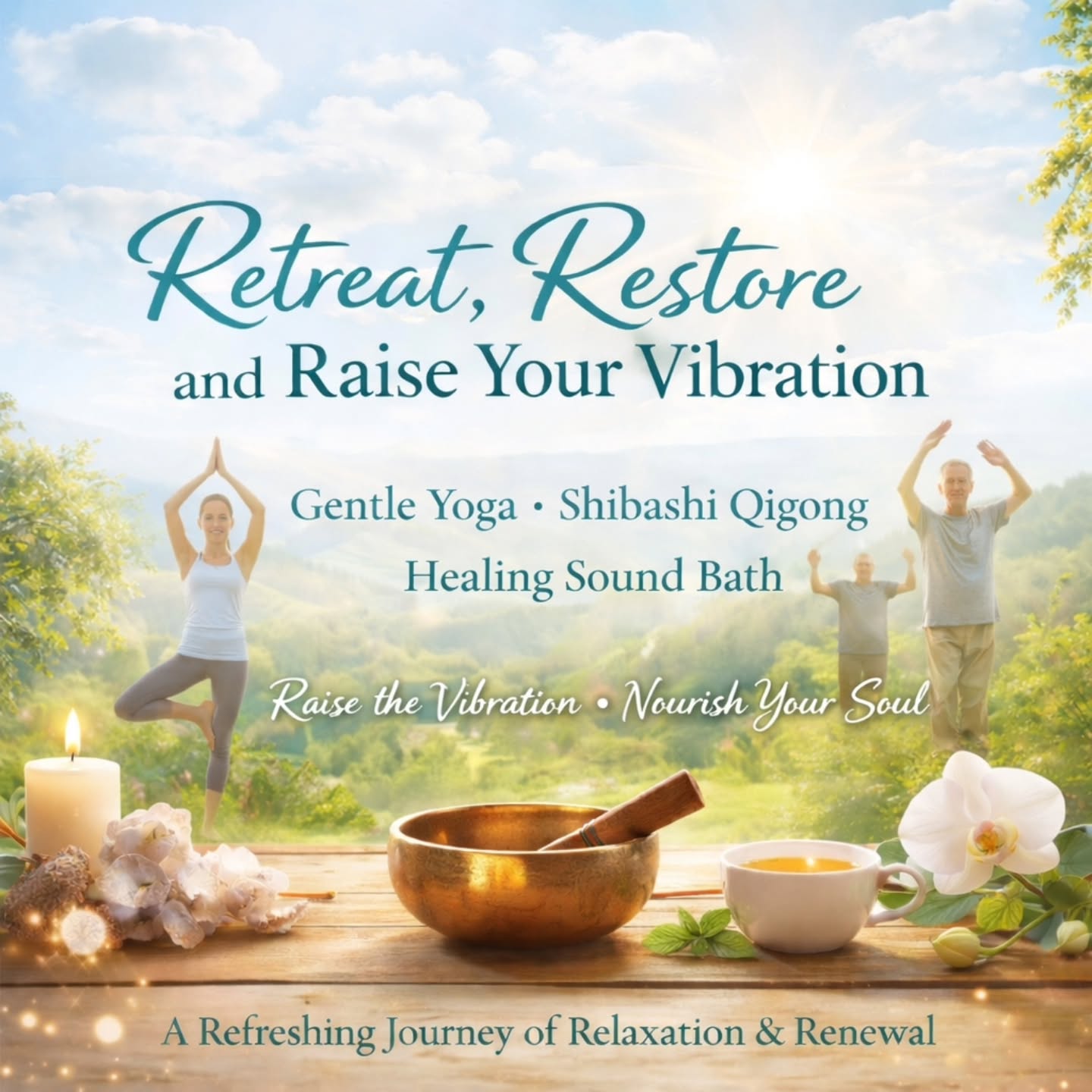 Sunday 12 April 10am to 1.30pm
Retreat, Restore & Rise ✨
Step into a sacred pause, a half-day retreat to soften the body, quiet the mind and gently elevate your vibration.
You’ll be guided through nourishing gentle yoga, flowing Shibashi Qigong and meditation, before surrendering to a deeply immersive sound bath, lovingly held with the intention to raise the vibration.
This is a space for laughter, stillness, deep rest and soulful connection.
Time to simply be… supported by beautiful frequencies, delicious healthy snacks and hand-blended botanical teas
Come as you are.
Leave feeling lighter, aligned and ready to rise
A gorgeous collaboration with @the_retreat_uk , @restore.your.wellness
@high_vibrations_from_the_heart
£50 pp half day retreat
Reserve your place now, booking now open
#retreat #halfdayretreat #yoga #qigong #soundbath