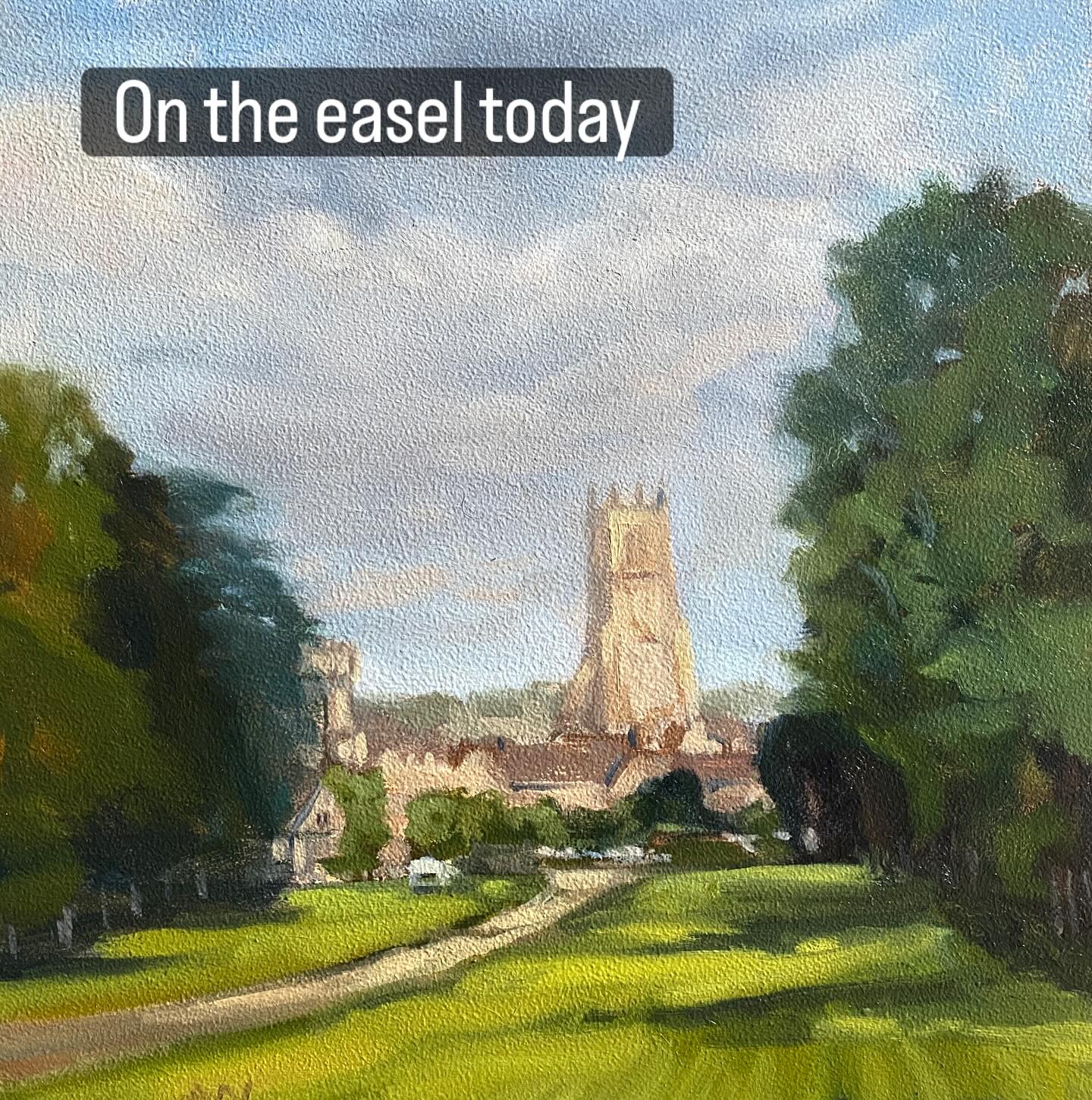 Cirencester church from the park, a favourite view. Sorry to admit I am painting this from a photo – safe in the (almost) warm studio – upstairs at Studio Liney ( swipe for an in situ shot)
I fancied having a go at mixing lots of different greens and this is an ideal subject. I think I may have enlarged the church by about three fold but it kind of works.
I really need to get back out painting so I can sort out sizes and shapes. Feeling emboldened by my “many greens ”” exercise
This one will be for sale on my website in due course - I am finally getting the hang of adding paintings to it, although they often go before I have had a chance!!
What shall J paint next to practise my warm and cool greens!?!?
#cotswoldlife #bathurst #cirencesterpark