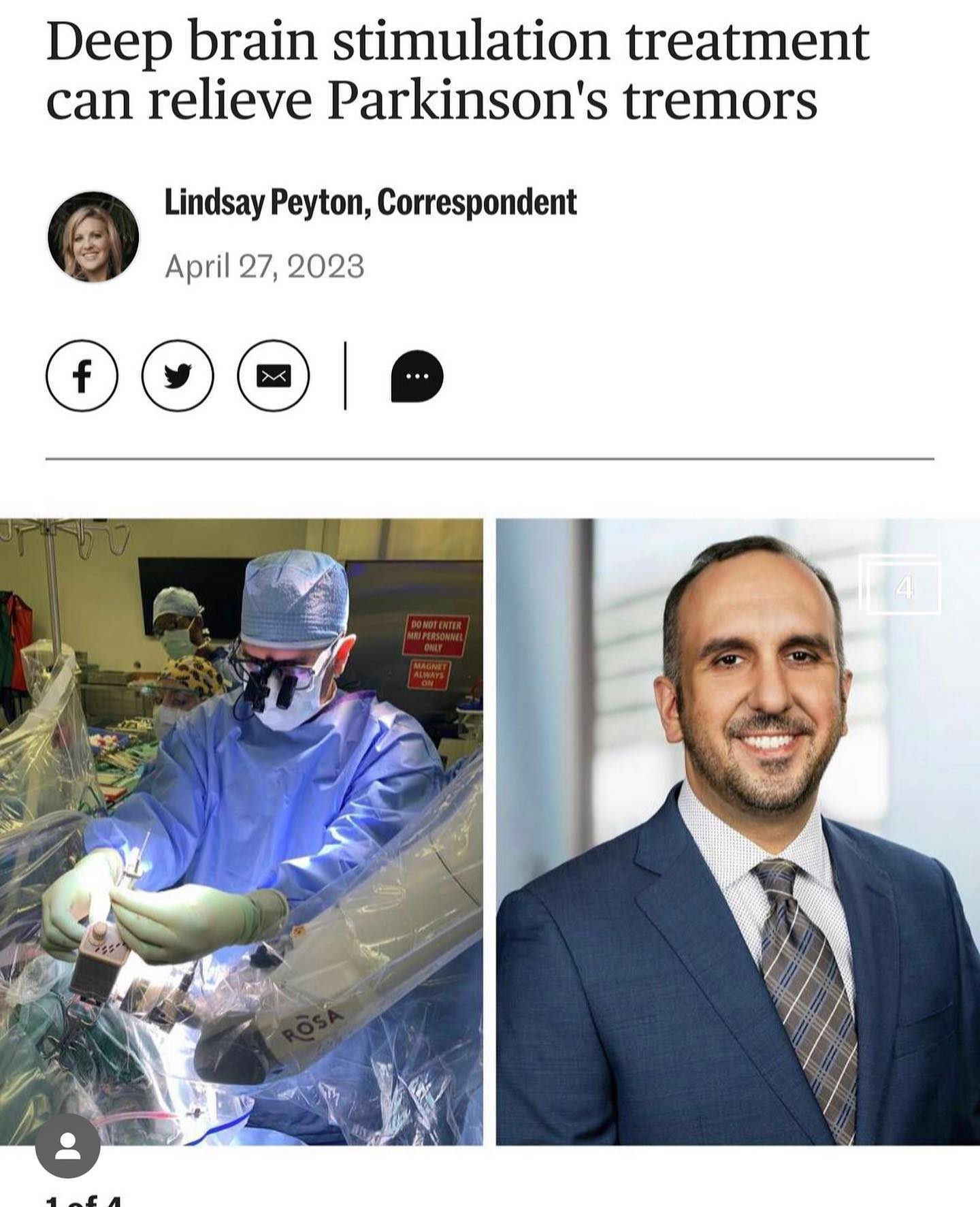 So fortunate to be able to care for such wonderful patients at @houstonmethodist @methodistneurosurgery https://www.houstonchronicle.com/lifestyle/renew-houston/health/article/deep-brain-stimulation-relieves-parkinsons-tremors-17858030.php