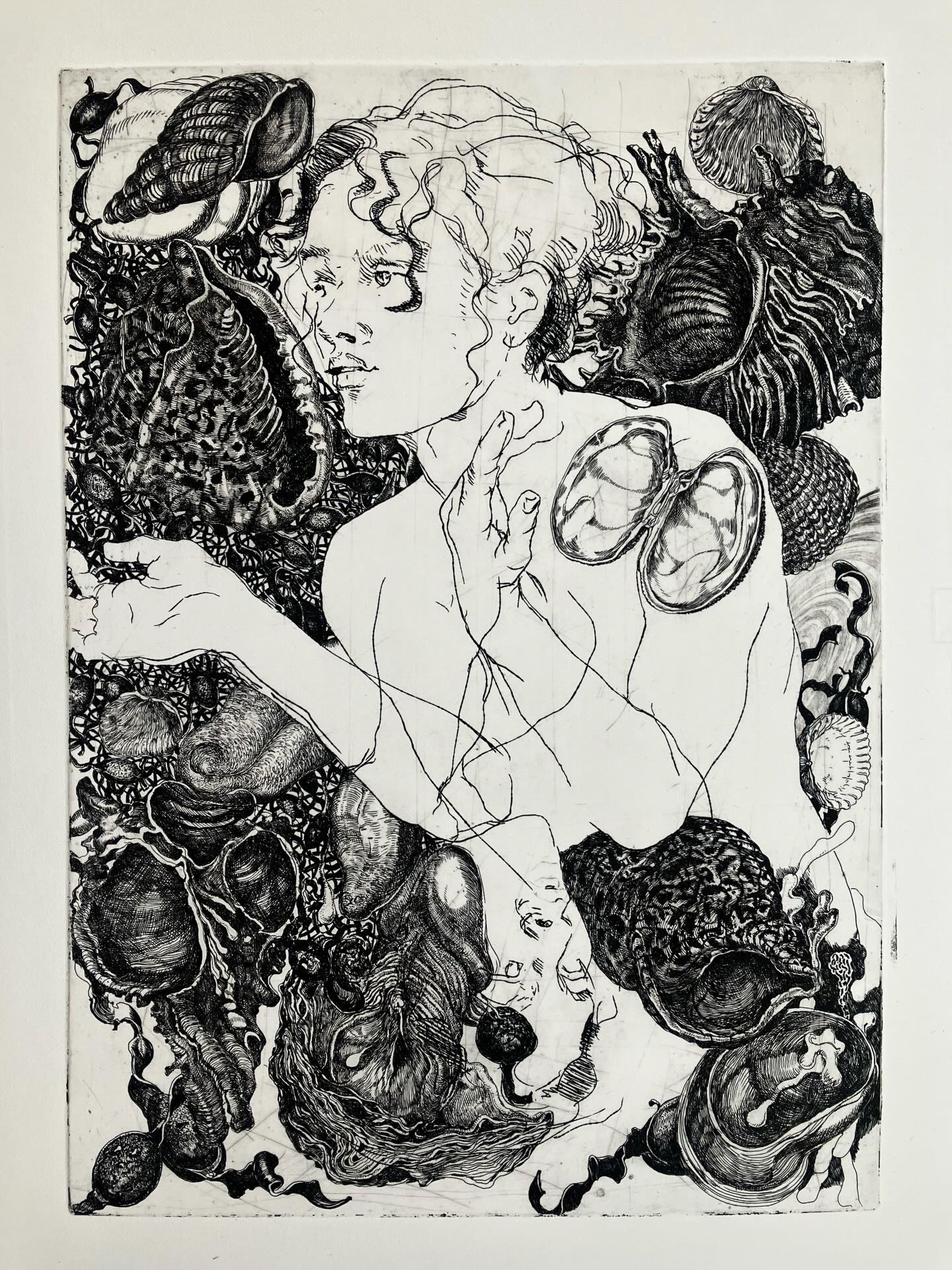 “Et Dieu créa la femme”, ets, 2026. #lifedrawing #printmaking #etching #figuredrawing #botanicalprints