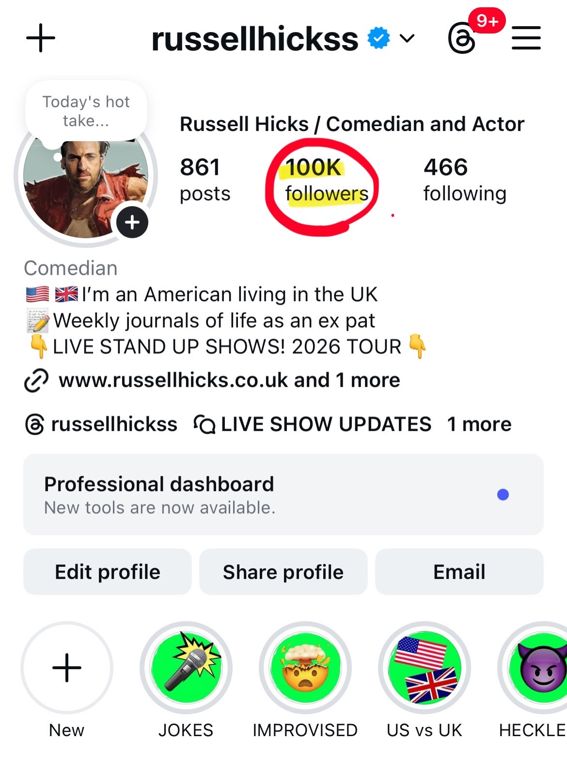 Thank you 100,000 followers!
This was a massive goal for me. I was completely off the grid for years (In fact I had a podcast with that exact name, remind me to release the almost one hundred episodes with many people who’d eventually become famous..).
It used to bother me, this new medium, mostly I would wonder, could I do it? Could I ‘learn the phones’ as my great long time friend @andrewryancomedy once said to me in his Irish brogue, after a show in Belfast with his trademark intensity.
And, I did it. Because of this, I have gone on tour twice so far, and people even recognize me in the street. Most of all, I’ve got the peace of mind that I could do it, and I did.
@an_actress_abroad made me a cake! Full disclosure I would have thought this cringey to share but she has assured me that this is a trend that people do when they hit this milestone. So that’s me blowing out candles and almost burning my eyebrows. Scroll to the end to see my fifteen year old self celebrating way ahead of his time.
Shout out to my friend @davidmarkyes wherever you are now…
Huge thank yous to the following people for helping me out on this journey:
@simonbrodkin for being always generous with his time and advice and hooking me up with @adrianmlarkin very early on, who gave me hours upon hours of free advice.
@jakelambertcomedy for answering my calls and giving me the idea to just ‘decide’ to focus on this goal. Even though, and I quote, he said, ‘I decided in January to focus on my socials. My first video got 11 million views.’
@joshuabb for way back in the pandemic getting me started on this long and winding road out of the cave of obscurity.
And always for good measure: @anthearepresents the absolute best.
@theamericanagency for putting me in movies.
@boundandgaggedcomedy for taking me on tour FINALLY.
There are pros and cons to the world of entertainment as we know it today, but one thing is semi empowering: you can completely do it yourself. And it will be yours. Punk. Rock.
#100kfollowers