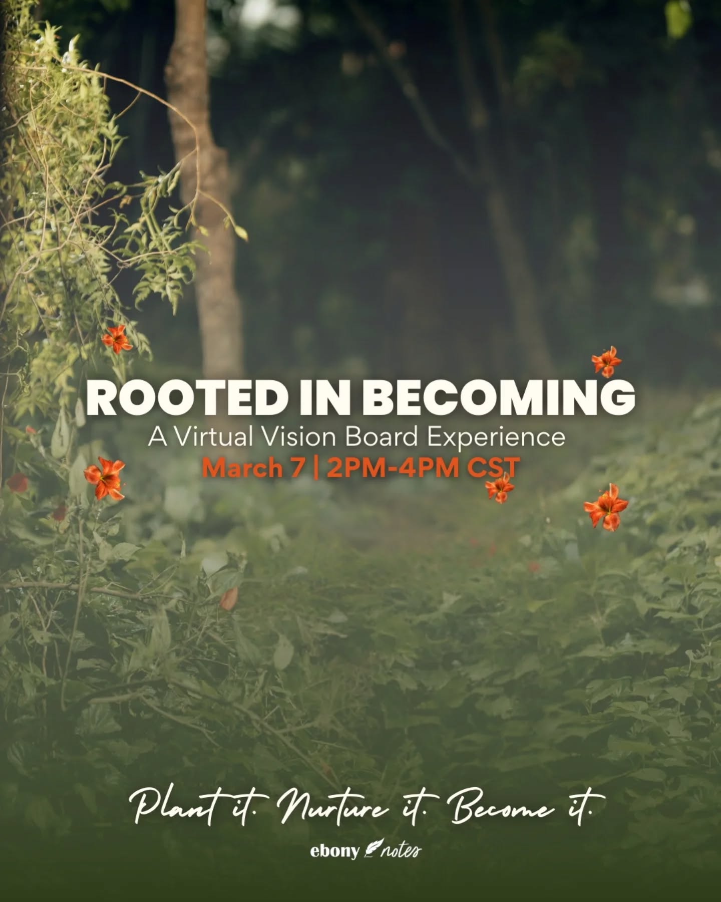 I’m honored to be speaking at Rooted in Becoming on March 7, a guided vision experience focused on identity, healing, and aligned growth.
If you’re ready to create from clarity instead of pressure, I’d love for you to join us.