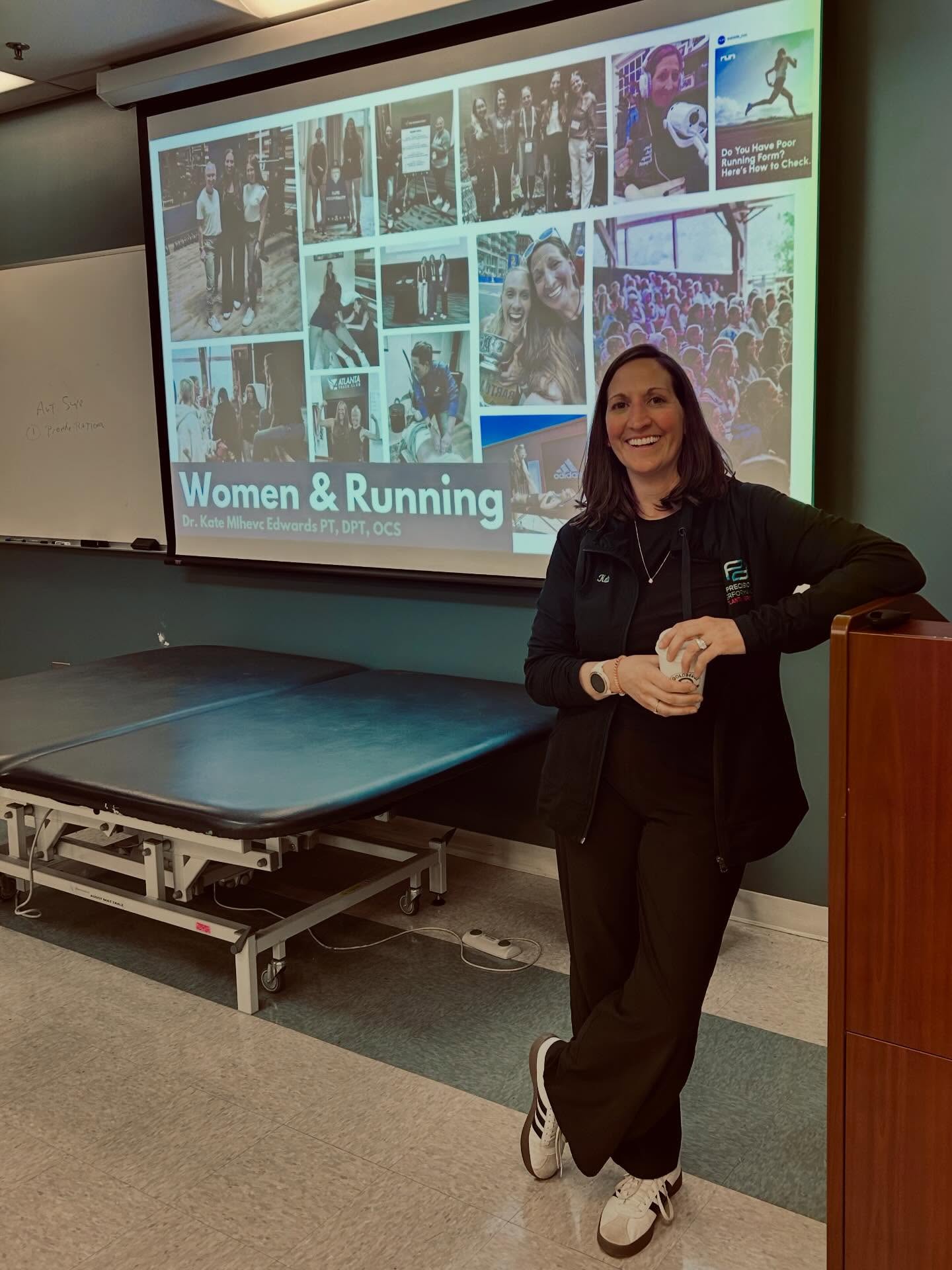 Sometimes you have to create things that don’t exist and that can be SO hard. Going against the grain, building things others don’t understand, doing it the hard way because it’s the right thing to do. This has been on my mind a lot lately and it’s a conversation I had twice today. I feel grateful every day that I get to show up and help move the sport I love (running obviously) forward in so many ways. The lecture I did this evening was just an example of one way to educate and make change in small meaningful ways. I got to do a guest lecture on two of my favorite topics, female athletes and running.
I love coming back to the @emorydpt program to teach, I can’t believe how long it’s been since I was a student there. Thank you @dr.blairgreen for having me. It’s so fun to talk with these third year DPT students right before they step into the world! Hopefully my passion for the sport, and for female athletes will just inspire them enough to do something bold in the future.
#RunningMedicine #RunningPT #Running #FemaleAthlete #runatl