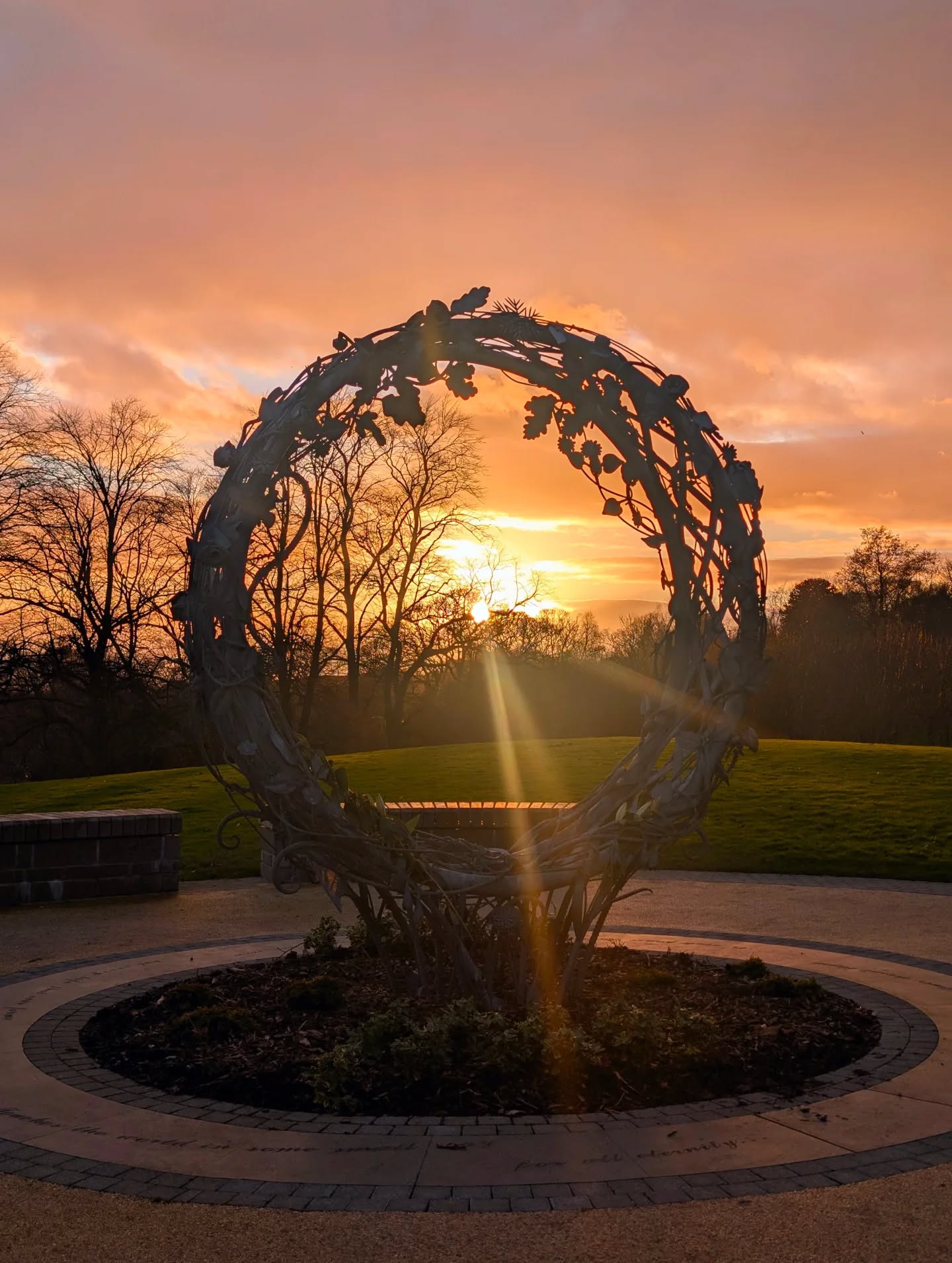 Spring sun setting through "Entwined" - the beautiful sculpture in the Babies Memorial Garden - and lighting up the snowdrop petals in gold.
-
-
#Dunfermline #Memorial #Fife #Sunset #Snowdrops