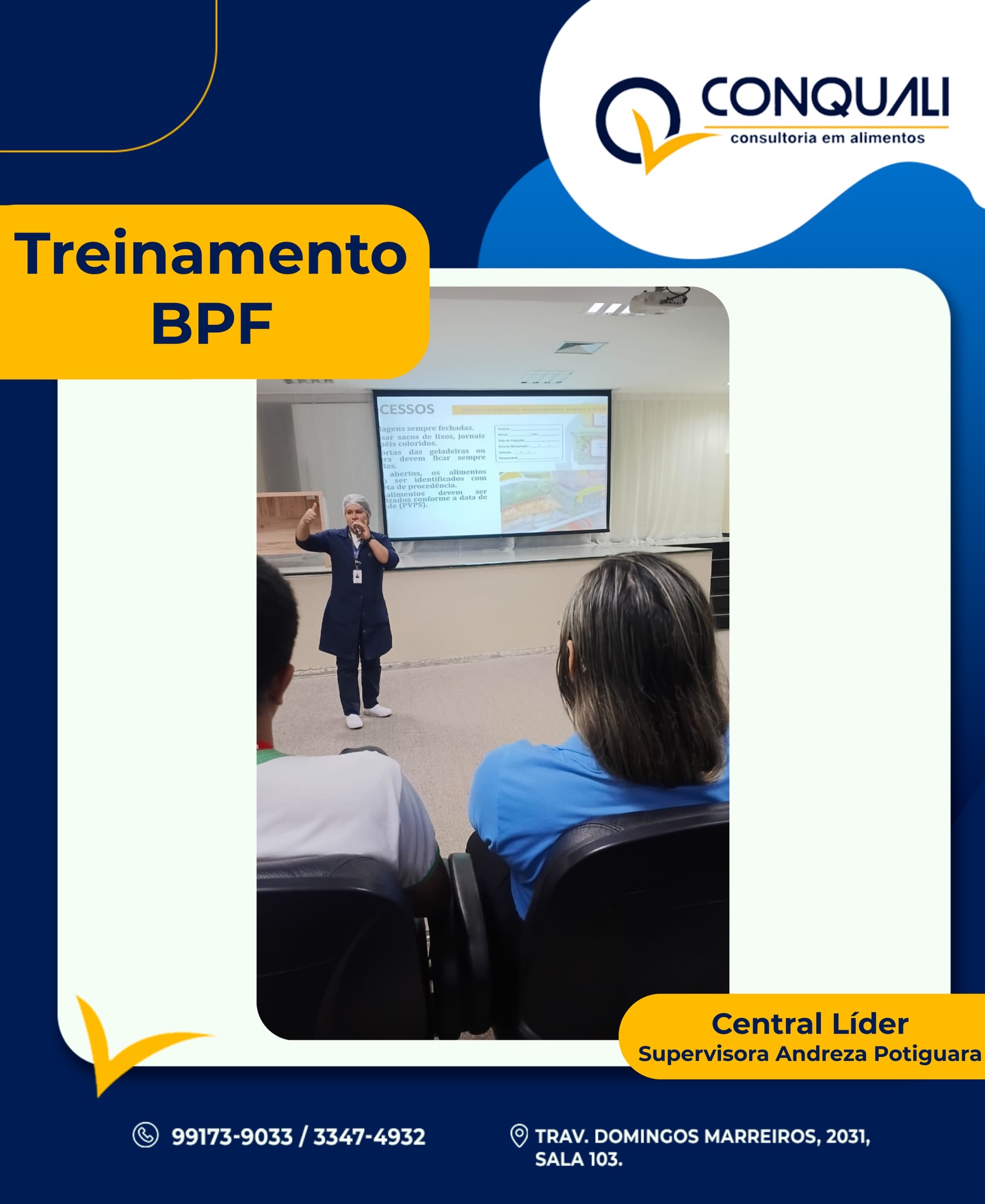 Treinamento BPF realizado na Central Líder ✅📋
Hoje foi dia de alinhar a equipe no que sustenta uma operação segura: Boas Práticas de Fabricação. Quando todo mundo entende o “porquê” e o “como”, o processo fica mais organizado, o risco diminui e a qualidade aparece no resultado. 👩🏽🍳🧼
No treinamento com a consultora Andreza Potiguara, reforçamos pontos-chave como:
🧤 higiene pessoal e conduta na produção
🧼 limpeza e sanitização correta
❄️ controle de tempo e temperatura
🚫 prevenção de contaminação cruzada
📦 armazenamento e identificação adequada
BPF não é teoria, é rotina bem feita. E rotina bem feita vira padrão. 💙💛
Quer treinar sua equipe e padronizar sua operação? Chama a Conquali. 📲
#Conquali #BPF #BoasPráticasDeFabricação #SegurançaAlimentar #Padronização IndústriaDeAlimentos QualidadeEmProcessos
