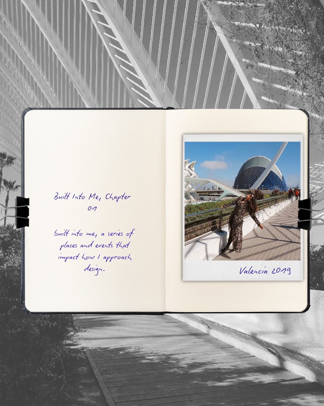 Valencia gave me permanence and structure,
and later that same day, surrender and ephemerality.
〰️
I haven’t shared much about the places that have inspired me.
So I’m going to start writing more about them.
If you’d like to follow along, the full story is in my journal. Xx
Built Into Me — 01: Valencia.