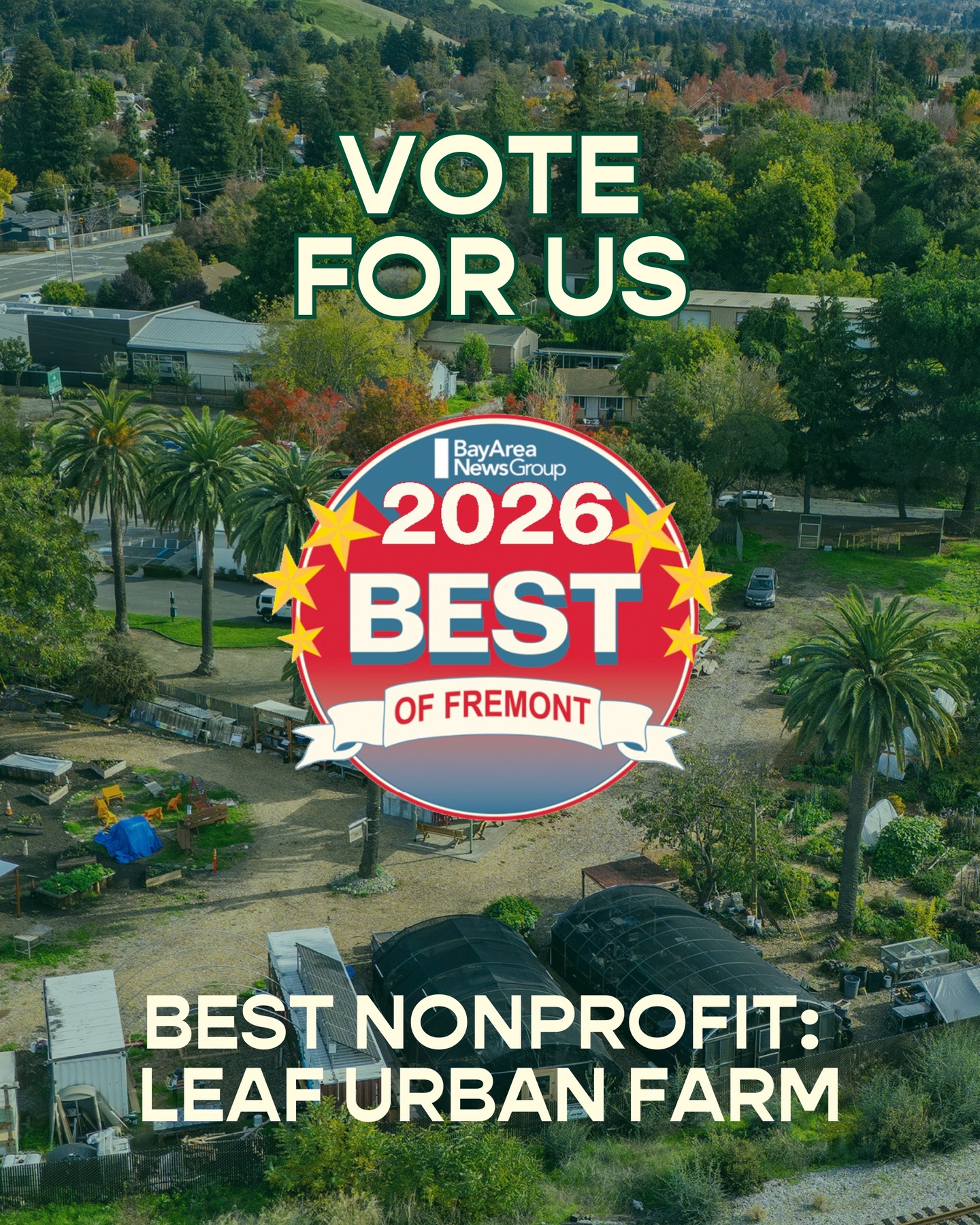 The 2026 Best of Fremont Awards are back, and we’d be super honored to have your vote, alongside your other favorite local businesses and organizations!
- Best Nonprofit Organization (Local): LEAF Urban Farm
- Best Garden and Nursery: LEAF Urban Farm
- Best Summer Camp: LEAF Urban Farm
Voting closes March 8, and we’ve dropped the link in our bio to vote. Thank you from the LEAF team ♥
#bestoffremont #fremontca #eastbaygardening #volunteering #summercamp