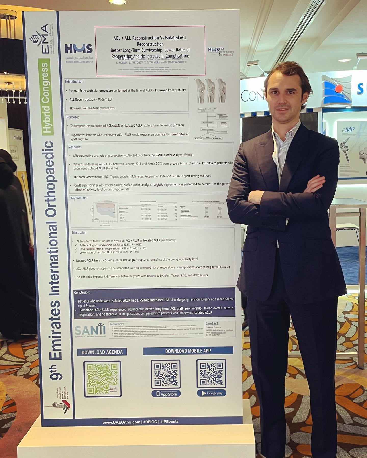 Poster Presentation about long term results of ACL+ALL at the 9th Emirates International Orthopaedic Congress #santigroup #sportsmedicine #fifamedicalcentreofexcellence #kneesurgery