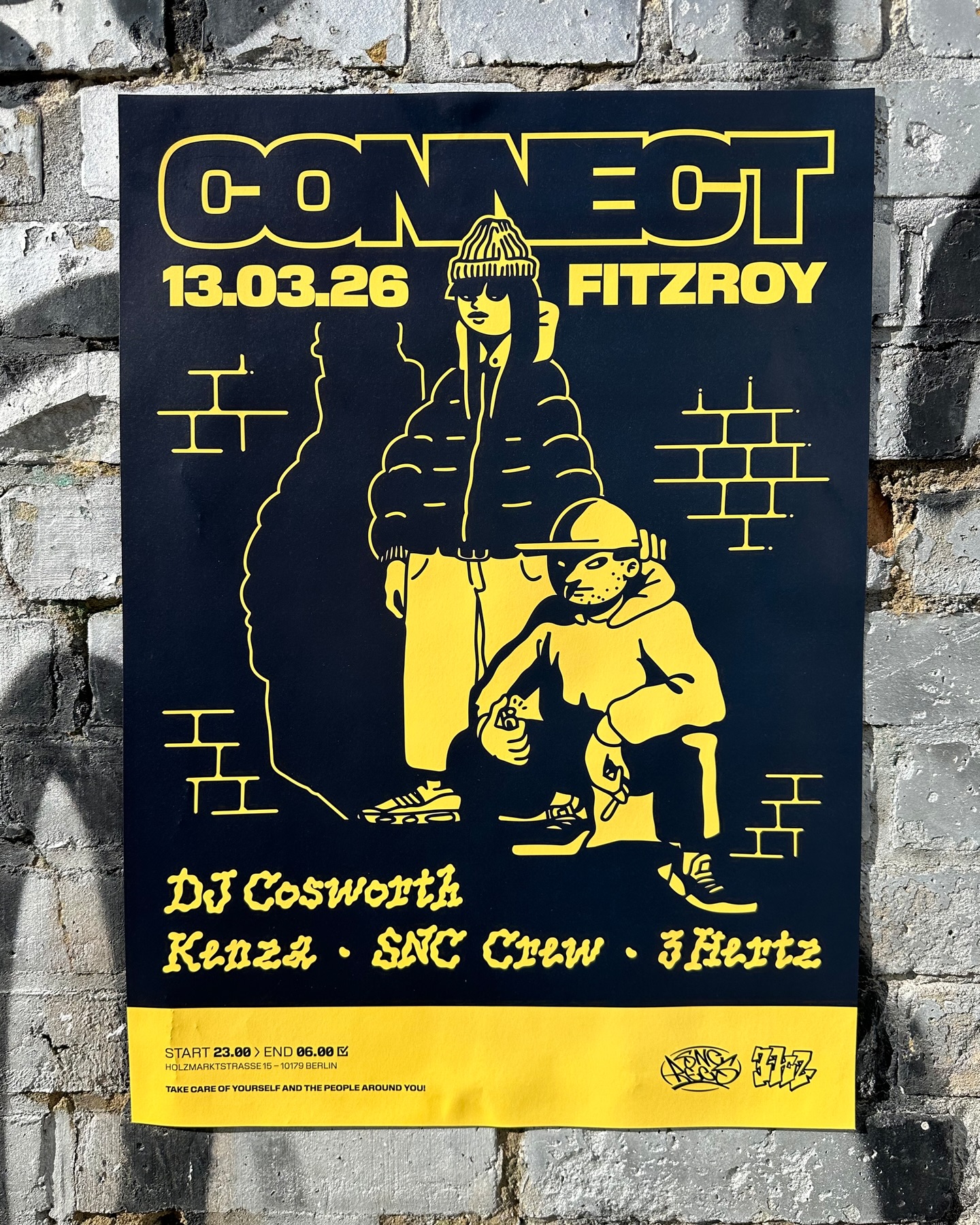 CONNECT is back at @fitzroyclub 🤝
March 13th we return for a real special one:
SNC Recs x 3Hertz with @deejaycosworth & @kenzalong
@hardlinesounds founder. Genre-bender. Berlin debut.
Playful and pressure in an equal measure.
🗓 Fr. 13.03.2026
⏰ 23:00 – 06:00
📍 Fitzroy, 10179-Berlin
👉 It’s a connection ting!
Artwork by: @emi.snc / Character by @writingmyname