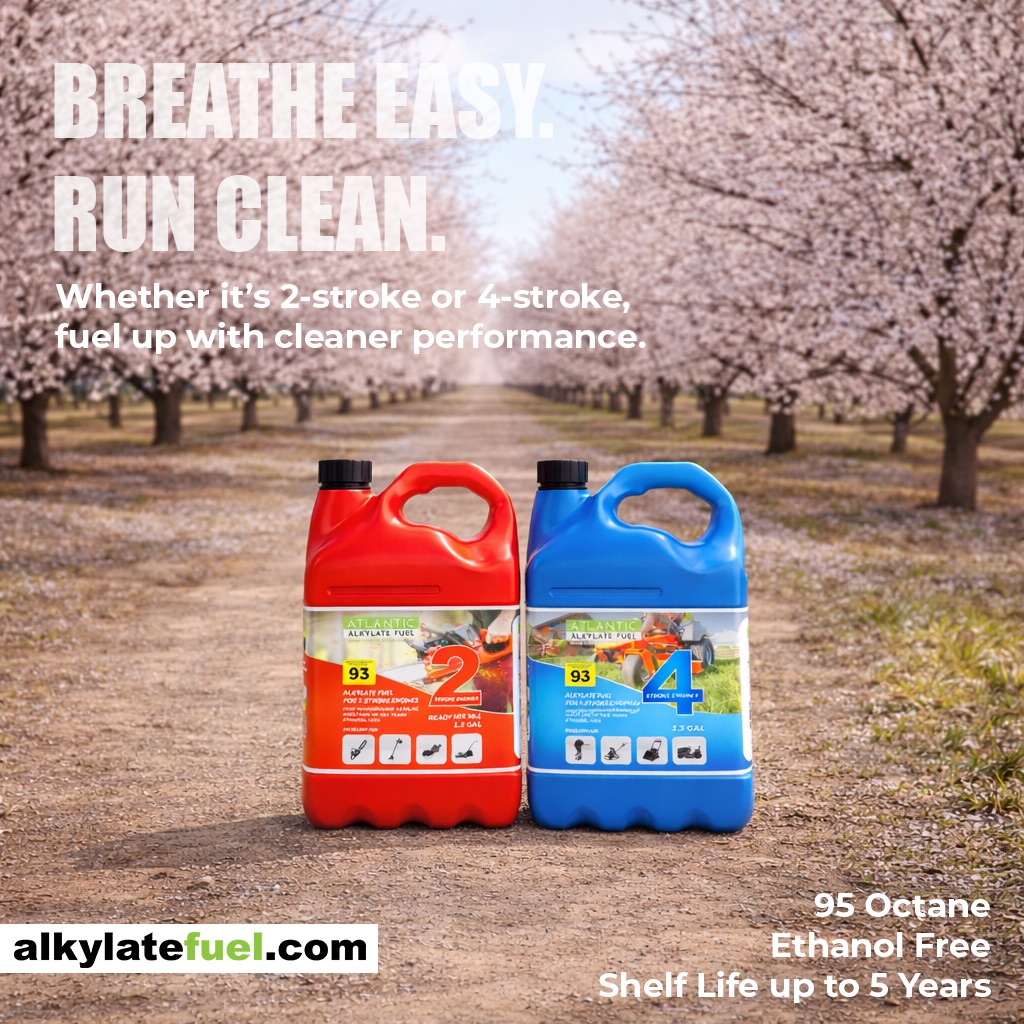 Less smoke. More power.
That’s the difference clean fuel makes.
Make the switch to 95 octane alkylate fuel and experience:
• Cleaner exhaust
• Easier starts
• Smoother operation
#CleanBurn #2Stroke #4Stroke #LawnCareSeason #alkylatefuel