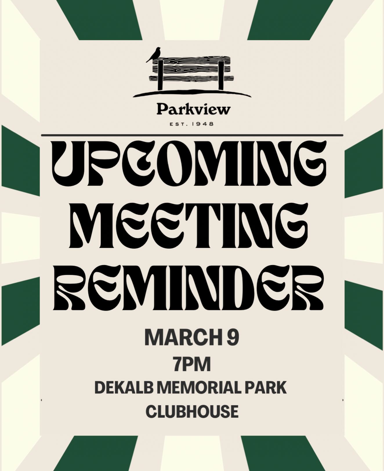 Don’t forget, the next PCC meetings is on March 9!
If you haven’t paid dues yet, now’s the time!
Dues: https://www.parkviewcivicclub.com/dues