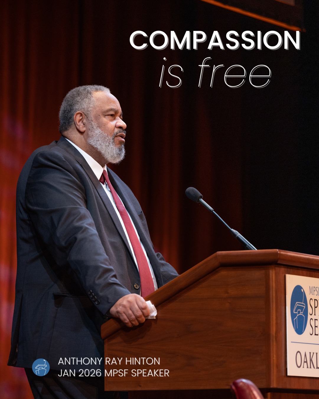 If Anthony Ray Hinton taught our subscribers anything, it’s that compassion is free.
After 30 years on death row for a crime he didn’t commit, Ray chose compassion over hatred. He showed up for his fellow inmates, protected his mother from the weight of his suffering, and extended humanity even to those who had shown him none.
During his MPSF appearance, he reminded us that compassion isn’t abstract - it’s active. It starts with learning, paying attention, and doing what we can to make life better for others, even in the darkest places.
Let this be your reminder: be the light, lead with compassion, and love unconditionally.
Pro-rated season tickets available at speakerseries.net.