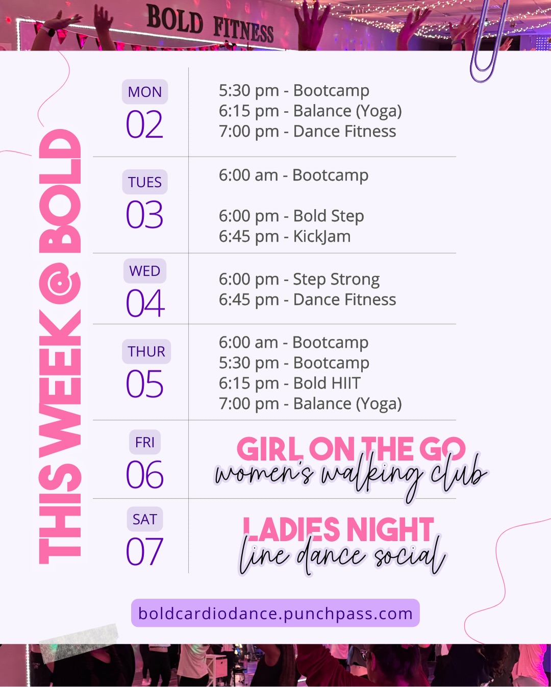 Important updates ahead!! 🚨
We’re gearing up for a great week with the Bold Babes! Check out these updates & events coming up -
🪩 Bold HIIT is now moving to Thursdays at 6:15 PM! Tuesday classes will move up 15 mins and Thu step is on pause for now
🪩 Friday, 3/6 we’ll be at the beltline with Girl on the Go Walking Club! Come walk with us, hang out, and see the city
🪩 Saturday, 3/7 is our Ladies Line Dancing Event! Tickets are $45 and include a charcuterie board & 2 cocktails for each guest PLUS line dancing lessons! Itinerary is dropping soon!
We can’t wait to move with you this week!!
🔗 in bio to sign up! Send us a DM with any questions!
#workoutsforwomen #fitnessjourney #dallasga #hiramga #pauldingcounty