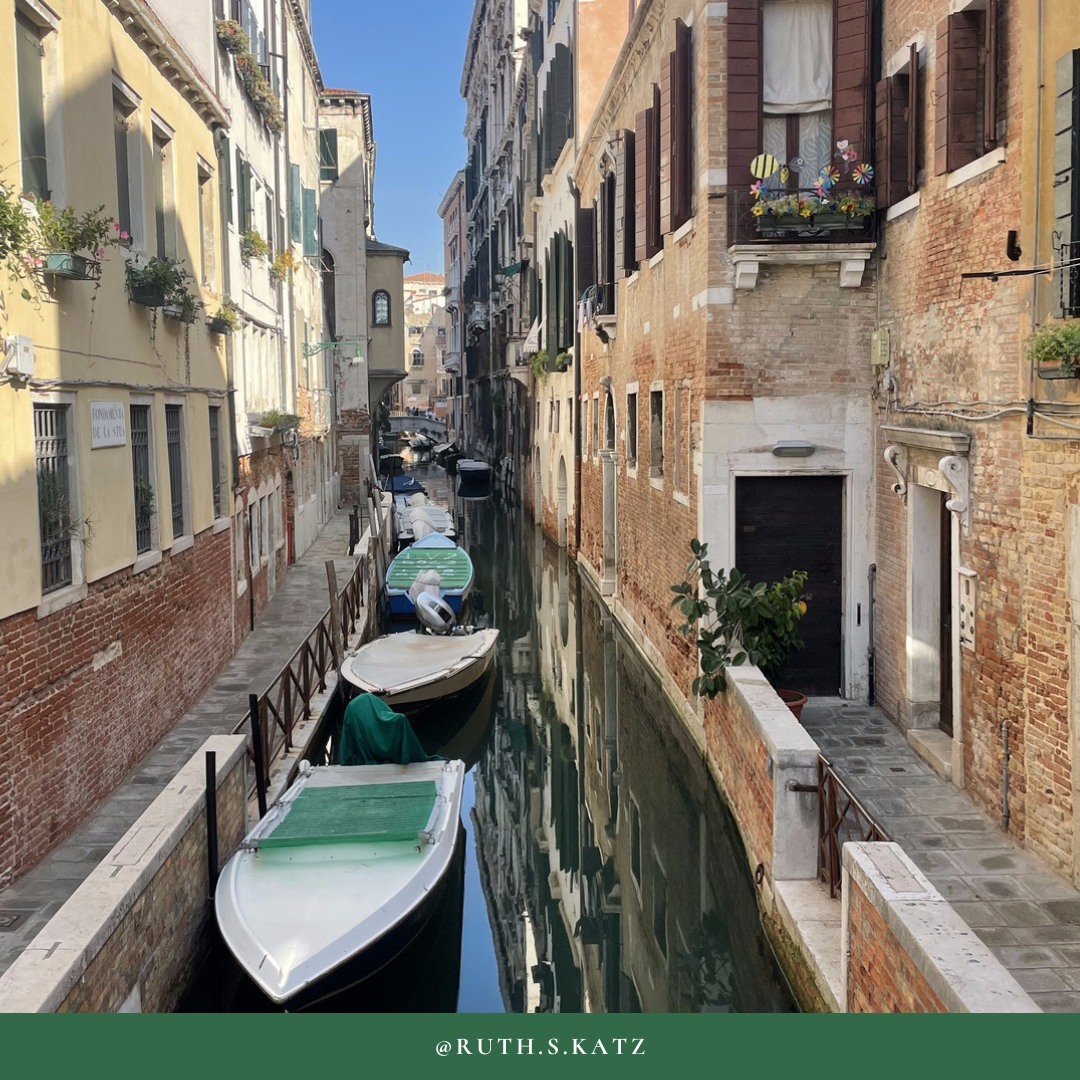It is hard to not be struck by how stunning Venice is. It is breathtakingly so. Walking in those narrow streets, seeing the architecture, the colours of the buildings, the water, the gondolas, feels like one is walking in a postcard. (Some of you may remember those!)
However, after 24 hours in Venice, I started experiencing what I could only refer to as “visual overload”. Something about the amount of people, the repetitive shops, and mainly the narrowness of the streets meant that I felt like everything was too close. I began to feel like I need to rise over the city to be able to see where I was in it.
So often I work with people who describe an inability to see what’s in front of them. They need a shift of perspective, and some distance, to be able to see what they want, and where they are.
Coaching gives us the opportunity to achieve a bit of distance, by articulating where we are to the coach. Sometimes, just thinking of how to clearly phrase a situation, or a feeling, in words, means that we “take it out of ourselves” and look at it differently.
If you want to start working on your ability to shift your perspective - feel free to book a session. The first one is always free. Link in my bio.
Ruth.
