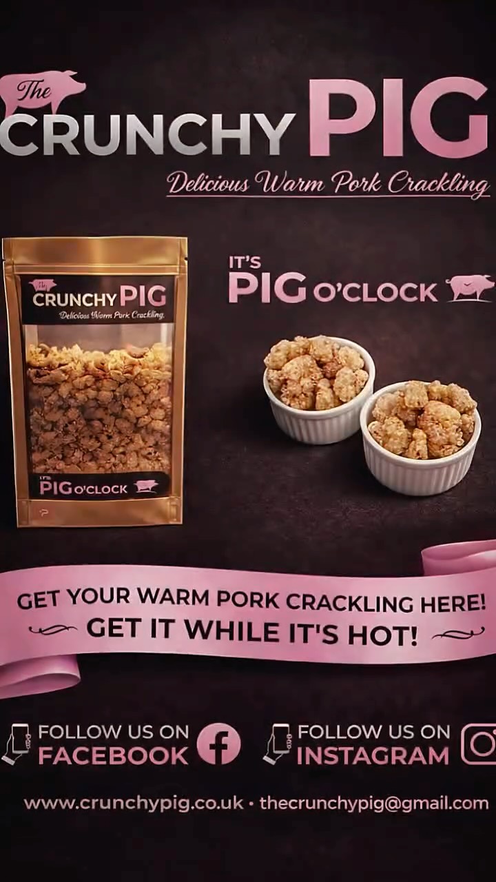 Warm pork crackling is back at the Old Dunnings Mill!
You can now choose between Original or our new Jalapeño flavour from The Crunchy Pig.
Just ask the bar staff to make you a pot — perfectly warm, super crunchy, and seriously addictive.
Trust us… you won’t be disappointed!