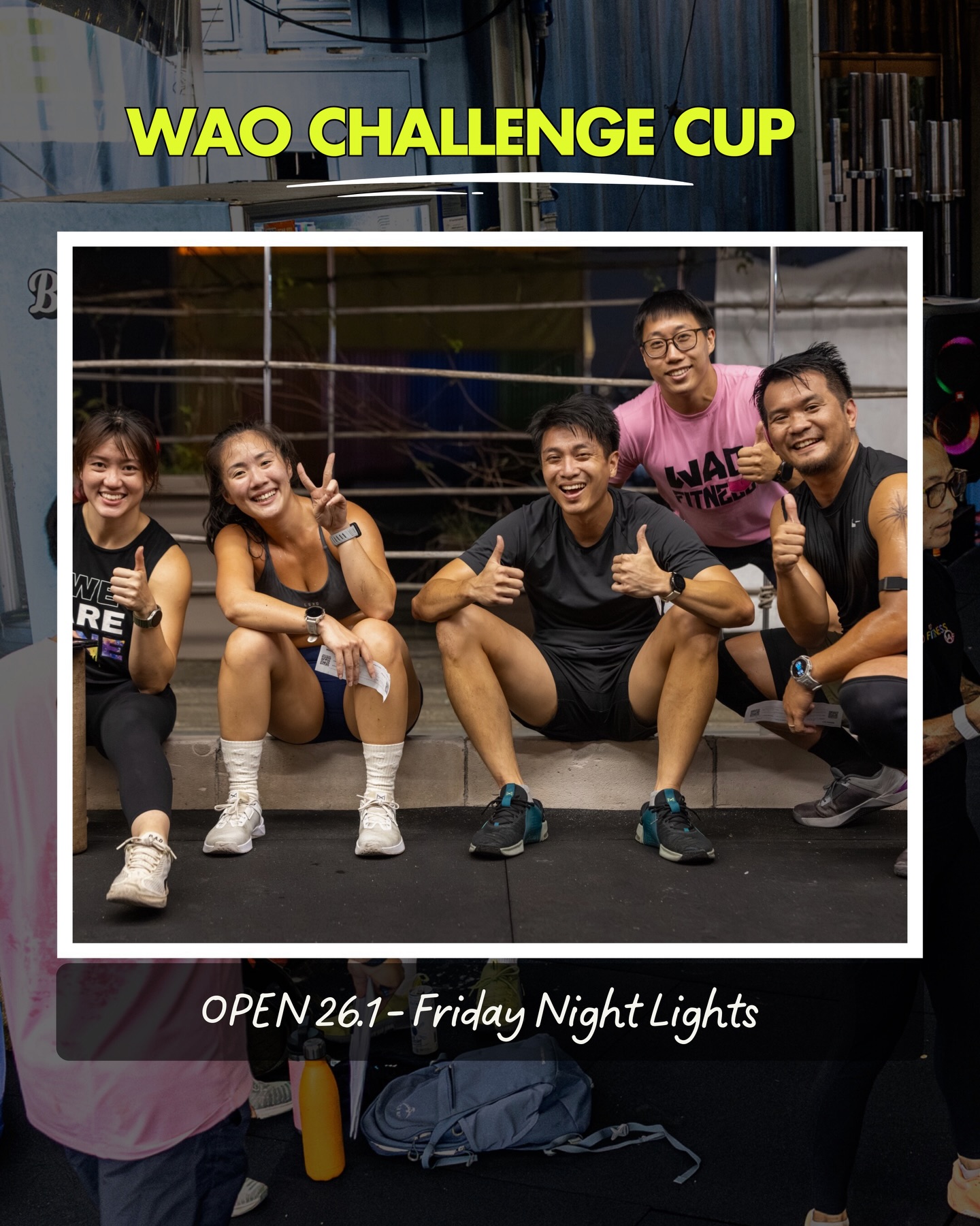 ๐ชฉ Friday Night Lights.
๐ช๏ธ 26.1: A test of lungs, legs, and a whole lot of heart.
๐ฅ The Open kicked off with a bang at WAO Punggol!
Swipe to see the sweat, the smiles, and the grit of Week 1. Week 1 was legendaryโweโre just getting started. โก๏ธ
๐ธ: @thaabalicious
#crossfitopen #punggolvibes #weareone