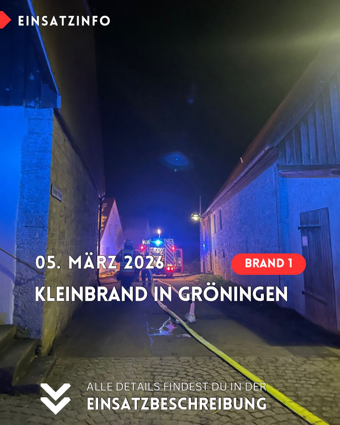 Kleinbrand 🚨 06.03.26
Am Donnerstagabend gegen 20:37 Uhr wurde unsere Abteilung Satteldorf mit dem Stichwort Rauchentwicklung zu einem Kleinbrand in den Hinteren Mühlweg nach Gröningen alarmiert 🚒
Vor Ort mussten kleinere Nachlöscharbeiten vorgenommen werden, welche nach knapp 1,5 Stunden abgeschlossen waren 👩🚒🔥
Lasst gerne ein ❤️ als Dankeschön für unsere ehrenamtlichen Einsatzkräfte da.
#news #feuerwehreinsatz #satteldorf #feuerwehrsatteldorf #SicherheitsgeberFürSatteldorf