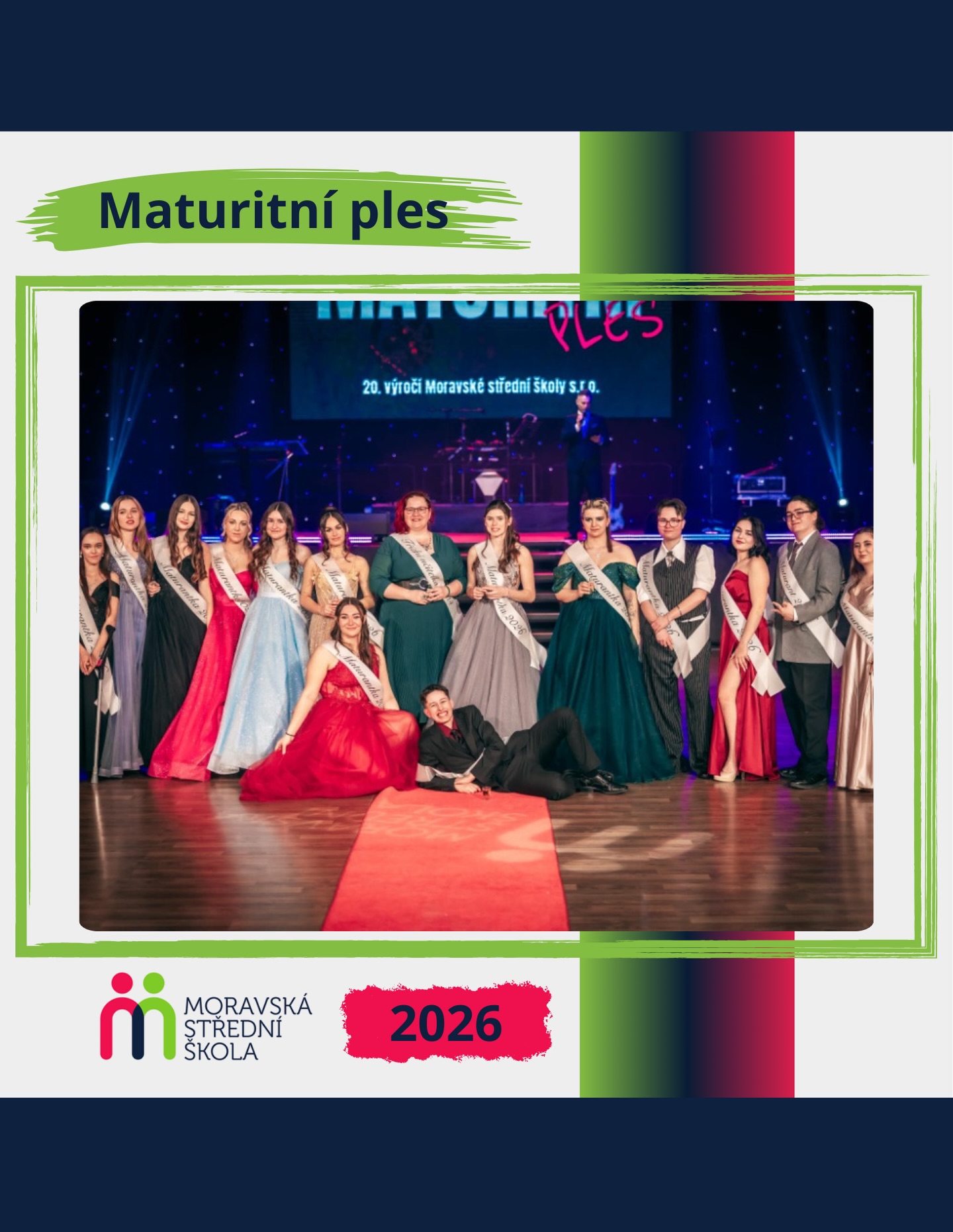 ✨ Slavnostní ples Moravské střední školy se uskutečnil 6. února 2026 na Výstavišti Flora Olomouc, konkrétně v reprezentativním pavilonu A. Výjimečný večer se nesl nejen v duchu tance a zábavy, ale také oslav 20. výročí založení školy. 🎉
Na parket nastoupily čtyři maturitní třídy – EM4, GM4, OM4 a VM4 – které si připravily slavnostní nástupy i působivý program. O hudební doprovod se postarala kapela Galaxy a skvělou atmosféru po celý večer udržoval DJ Kobza z radia Haná. 🎶
Nádherné prostředí pavilonu podtrhlo slavnostní ráz celé akce, nechyběla ani bohatá tombola s atraktivními cenami. Ples se vydařil po všech stránkách a všichni hosté odcházeli spokojeni s příjemnými zážitky z výjimečného večera. 💃🕺
#MoravskaStredniSkola #MaturitniPles #FloraOlomouc #20LetSkoly #SpolecneZazitky