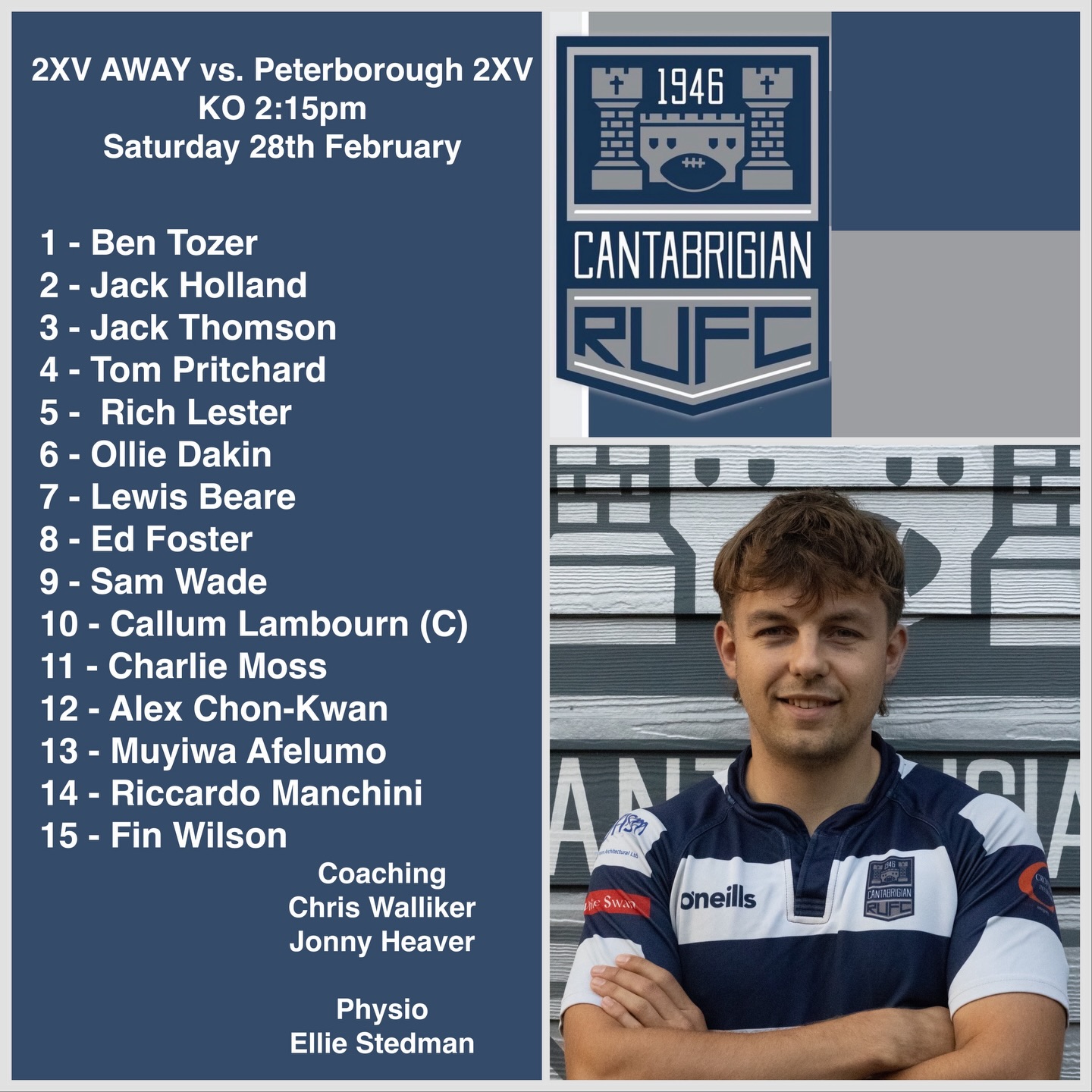 💥SQUAD ANNOUNCEMENT💥
The 2XV are heading up to @peterboroughrfc 2XV for their AWAY game! Kick off 2.15pm!
Good luck lads!
📸 @bwsportsphotography