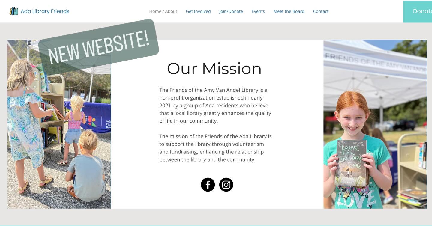 We’re excited to announce the launch of our new Ada Library Friends website — a vibrant, easy-to-navigate hub that outlines all the ways to get involved, upcoming events, and more. Explore the new site, stay connected via social media, and find out how you can support the library you love! (Link in profile!)
If you’ve been wanting to become a Friends member or make a donation, it’s now easier than ever! 📚❤️📚