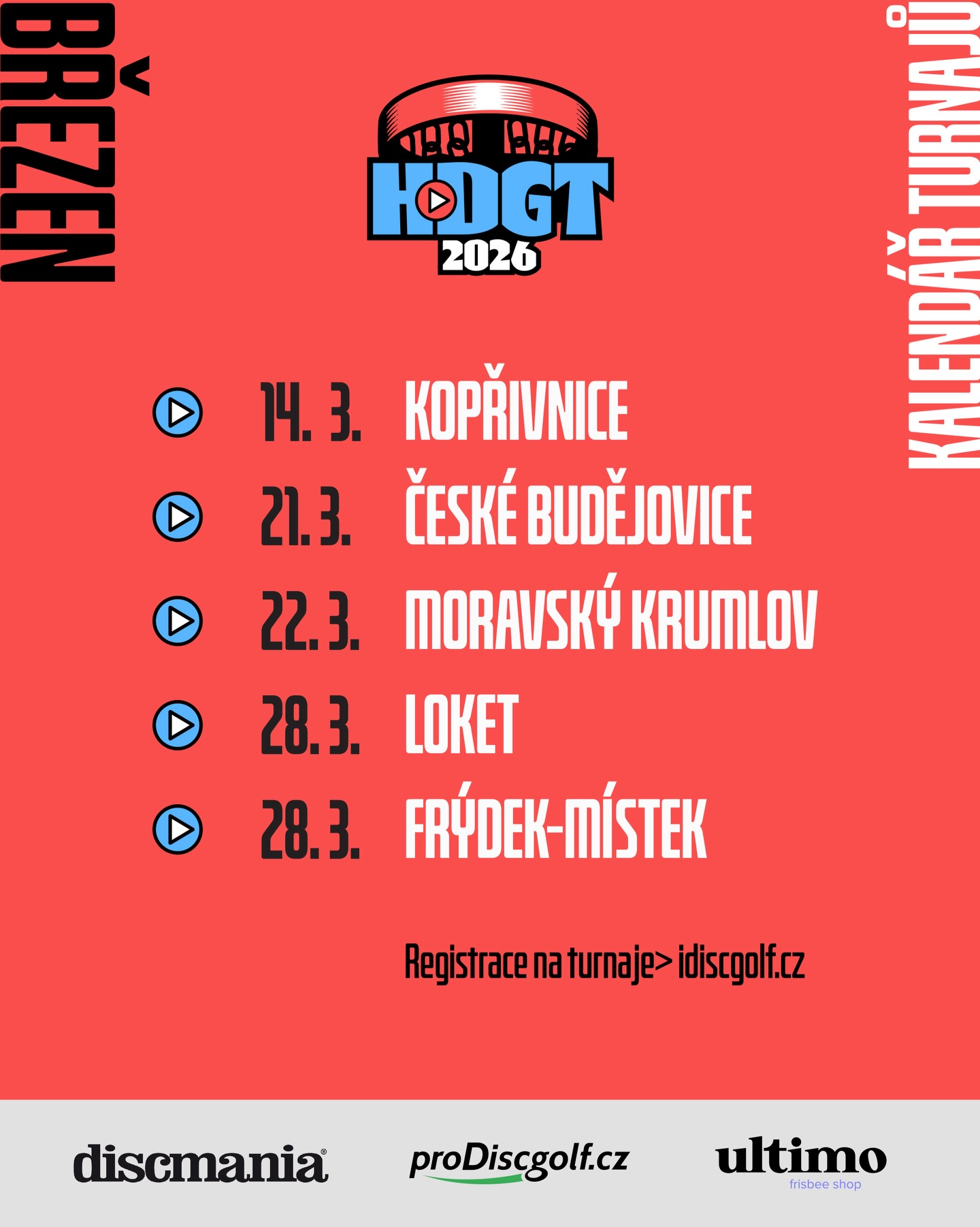 Všechny březnové turnaje mají otevřenou registraci 🤙
Přihlašte se, jestli máte chuť do toho kopnout hned na začátku sezóny. 💪🫵
Registrace na idiscgolf.cz
Vidíme se brzy 🤝
#hrajdiscgolftour #hrajdiscgolf #discgolf