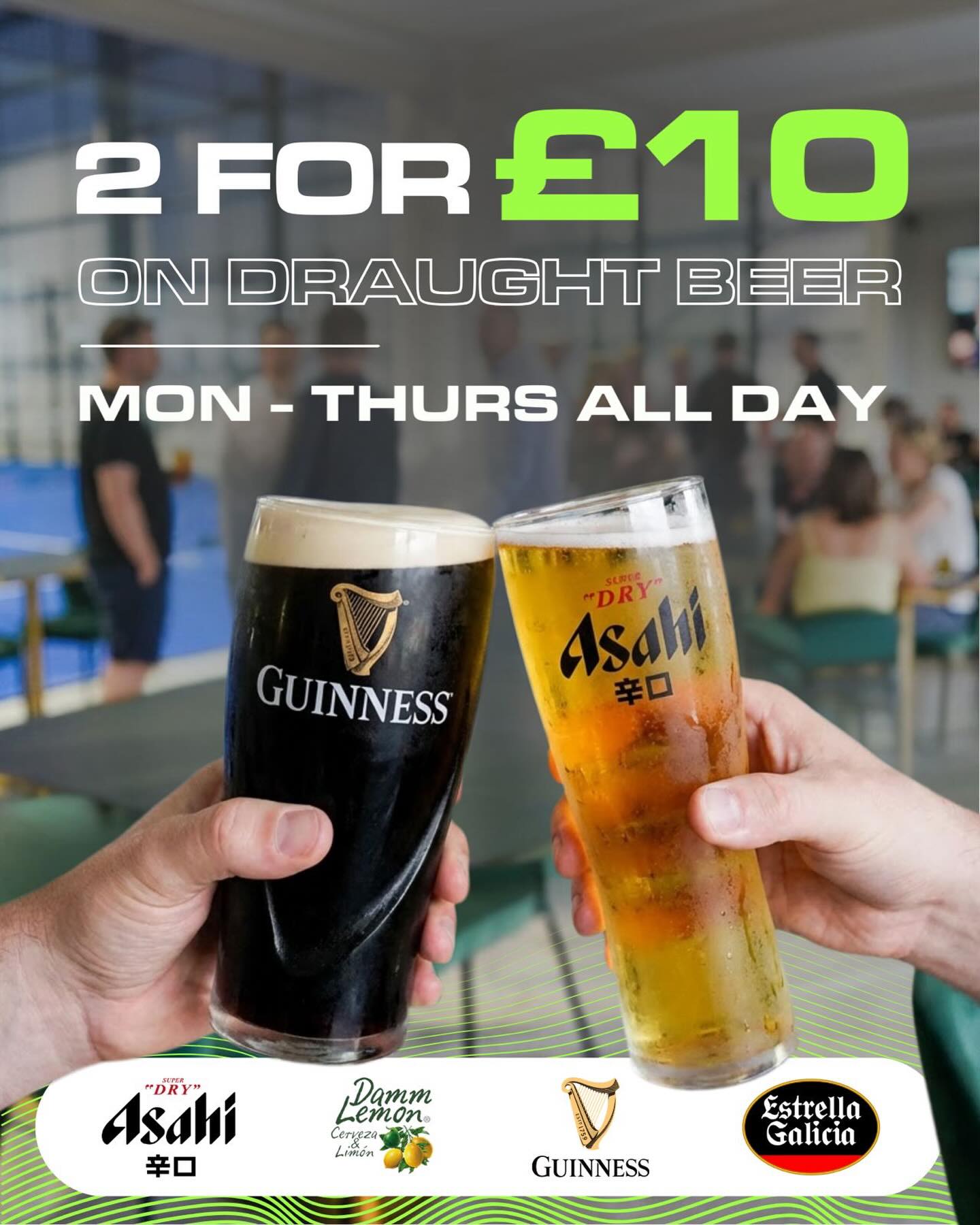 Introducing… 2 for £10 on draught beers! 🍻
Midweek just got better…
Available all day and night every Monday to Thursday.
Because recovery comes in many forms.
