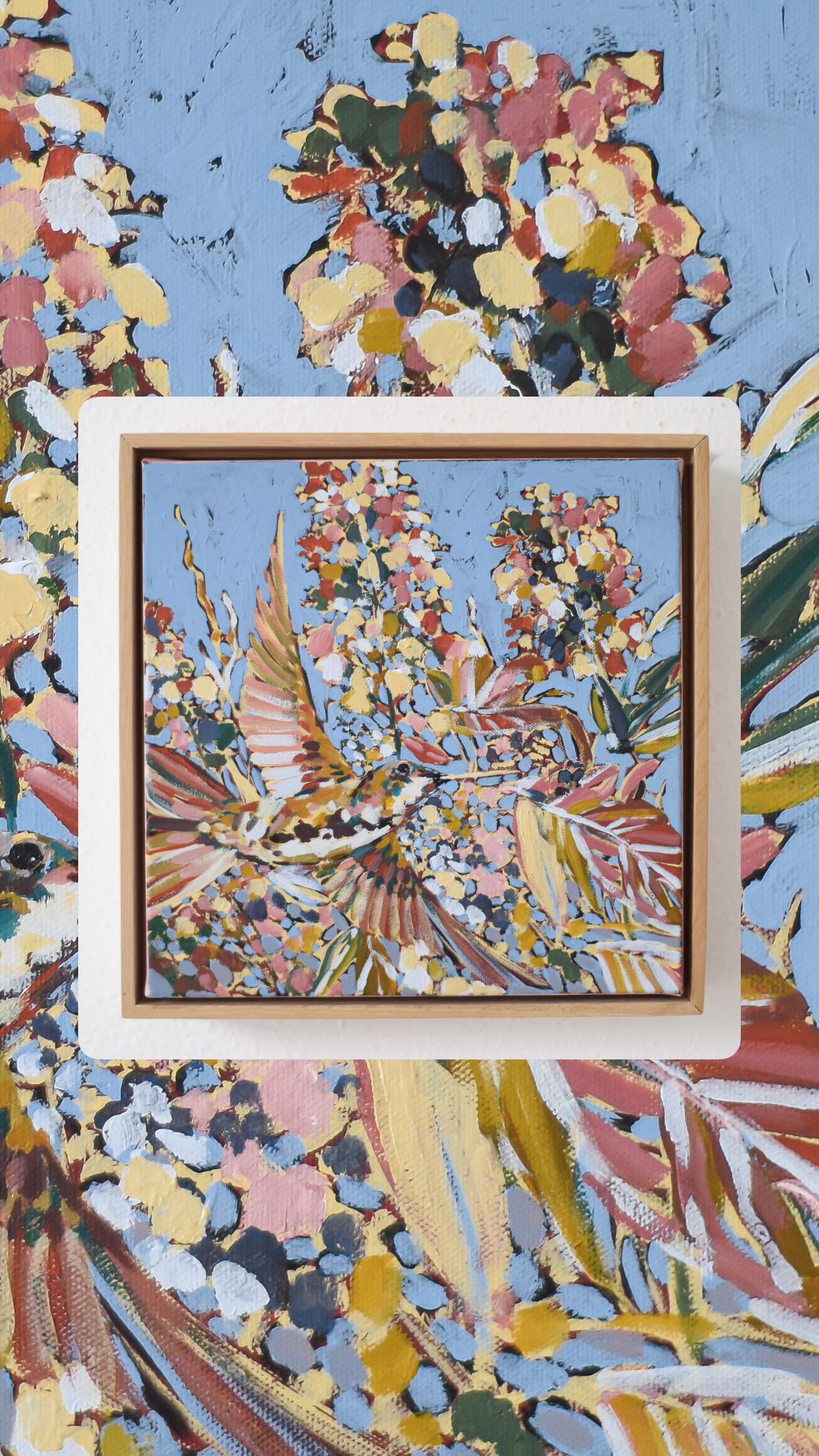 My favorite part of the process! 🤍 Takes a while, but it’s so worth it in the end.
This piece is a part of my hummingbird studies - available with @shaingallery now! 🤍
#interiordesign #hummingbirdart #artist #commissionart artforinteriorS