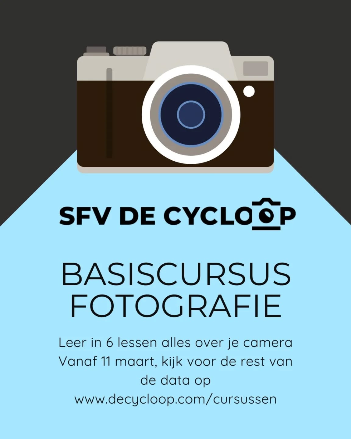 Ben je nieuw in de wereld van fotografie en/of wil je leren over de instellingen op je camera, compositie en nog veel meer?
Dan is de basiscursus perfect voor jou!
Leer in 6 lessen over je camera en de basis van fotografie!
Dit is en interne course, allen voor leden, en je kan de sign up link in de Whatsapp app vinden.
--
Are you new to the world of photography and/or do you want to learn about camera settings, composition, and more?
Then the basic course is perfect for you!
Learn about your camera and the basics of photography in 6 lessons!
This is an internal course only for members and you can find the sign-up link in the Whatsapp group.