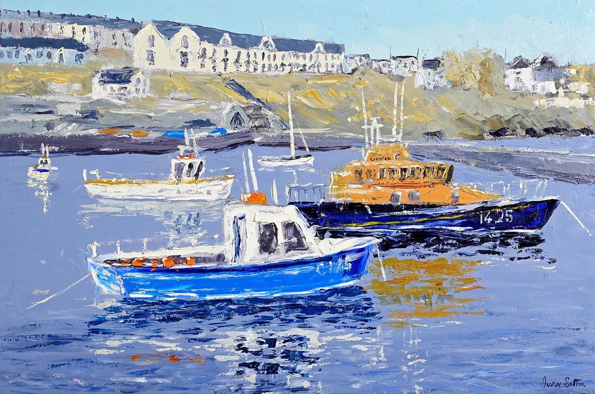 SOLD. €2125 . Auction today. “BALLYCOTTON HARBOUR. CO CORK. LOT 23. Morgan O ‘Driscoll Art Auction. Guide €1500/2500. Live bidding now. Telephone bidding 086 2472425