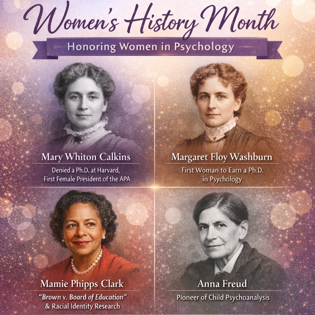March is Women’s History Month, a time to honor the women who shaped the field of psychology as we know it today.
Long before they were widely recognized, women were conducting groundbreaking research, opening clinics, publishing theory, and advocating for access to care.
#WomensHistoryMonth #WomenInPsychology #MentalHealthMatters #Psychology #WomenLeaders