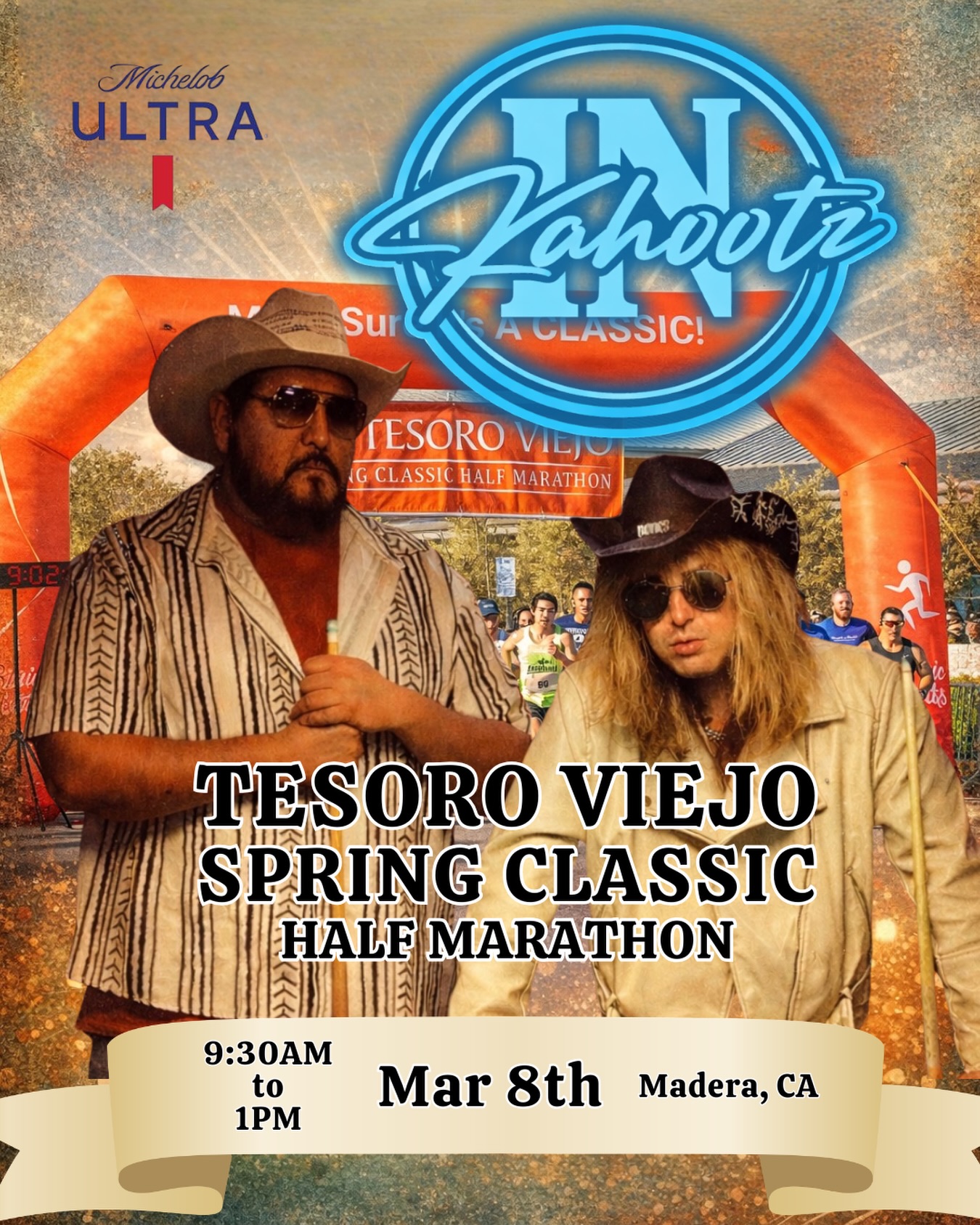 SUNDAY!!
We’re ready to bring an In Kahooootz Time to Madera, CA 🤠 We’ll be headed to Tesoro Viejo for their Spring Classic Half Marathon 🏃
Catch us at the Michelob Ultra Stage from 9:30AM-1PM
#countrymusic #livemusic #marathon #race #michelobultra