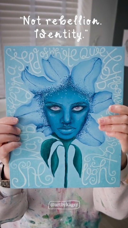 Blue Lilly was never meant to fit in. She was meant to bloom differently.
“She is not moving, she is not explaining, and she is not shrinking,” and neither are you.
This surreal, symbolic blue lily painting represents inner power, self-acceptance and an unapologetic truth. Titled, ‘Defiance in Bloom’.
Indentity driven art for those of you who refuse to shrink, dim your light or make yourself smaller to fit in.
If this speaks to you, share it. If you see yourself in her, own it and hang it somewhere as a constant reminder that you are an all powerful person.
✨️ My Blue Lilly Painting is Available as A FINE ART PRINT in 2 Sizes, FREE Worldwide Shipping.
LINK TO PURCHASE IN BIO.
#SurrealArt #Surrealism #ArtEmbodied #ConsciousWomen #ArtByKagsy
