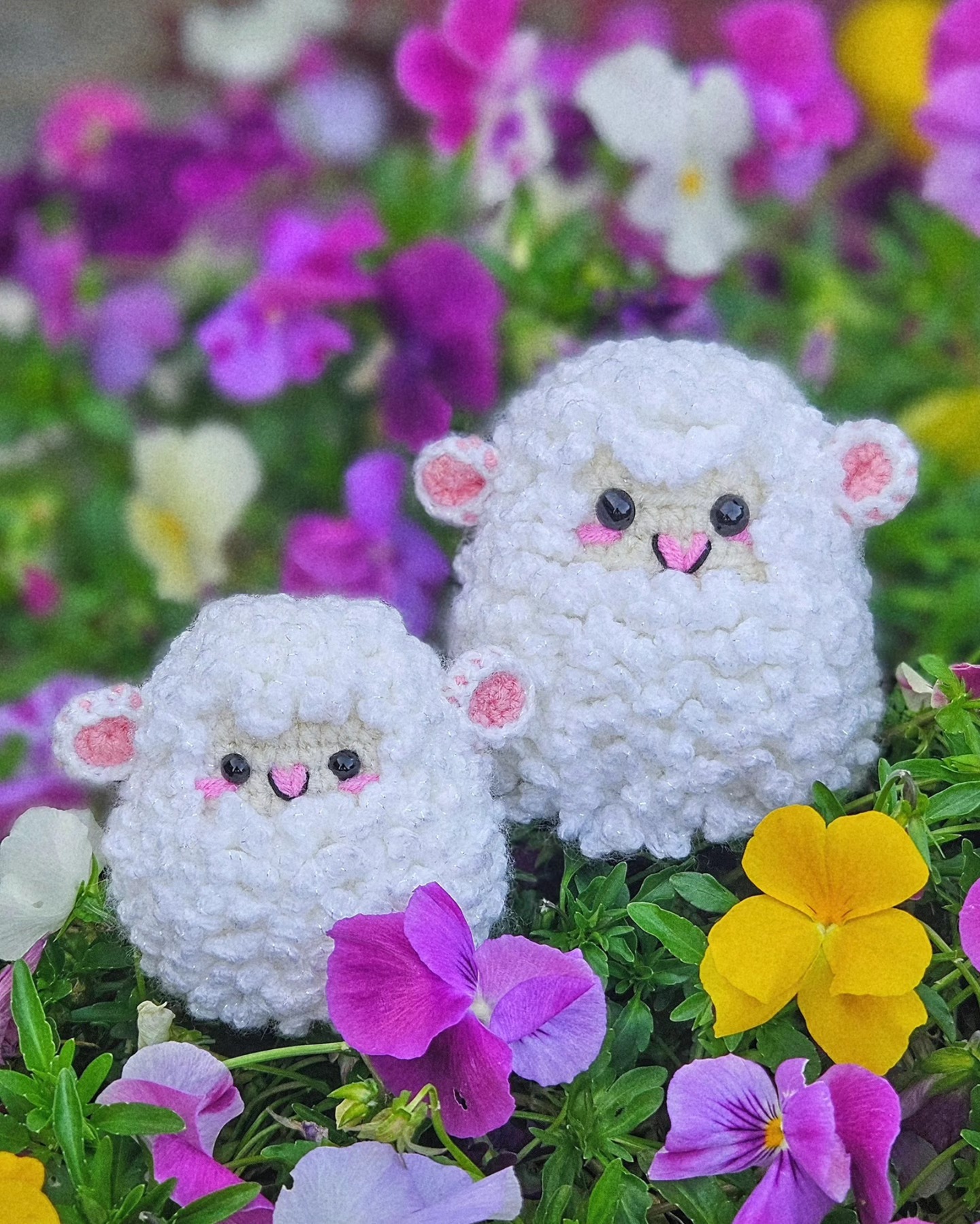 A very late Day 14 of #AmiguruMay2025 😅 and today's prompt is Something White! 🤍🐑
These two little fluff balls were part of my Spring postbox topper (my very first one!), and they were my favourite out of the little creatures I made ☺️ I love their texture and sweet little nose 🥹🩷
Pattern by @rnata6744 x @hobbii_yarn 🧶
.
.
.
.
.
.
.
.
.
.
#amigurumi #amigurumis #amigurumay
#crochetersofinstagram #crochetlover
#crochetaddict #crochetlove #crocheter #crochetlife #amigurumiaddict #crochetcorner #happyplace #stitchbystitch #stitchersgonnastitch
#crocheteveryday #crafthoarder #sheep #crochetsheep #spring #springcrochet #violas #pansies