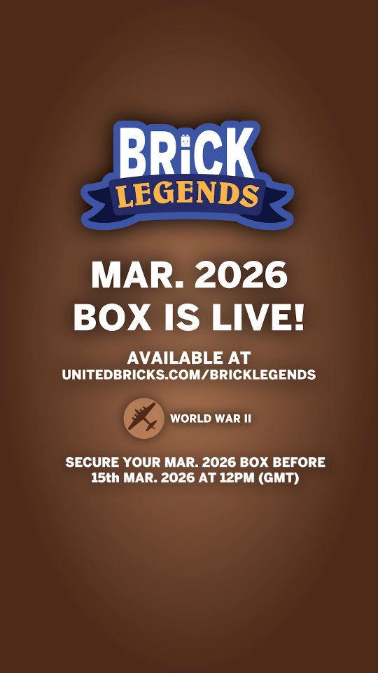 🚨 March 2026 Brick Legends Box is LIVE! 🚨
Brick Legends subscription options are now open! 🎉
Whether you want to try the March 2026 Box or commit to more Brick Legends Boxes, head over to United Bricks TODAY and start your Brick Legends journey your way.
⏰ The March 2026 Box is available only until 15th March 2026 at 12pm (GMT). Subscriptions purchased after this date will not include the March 2026 Box.
📦 March 2026 Boxes will start shipping from 15th March 2026 onwards.
-
#BrickLegends #UnitedBricks #WW2 #CollectorsBox #ForCollectors Minifigures WW2Minifigure AFOL MinifigDrop