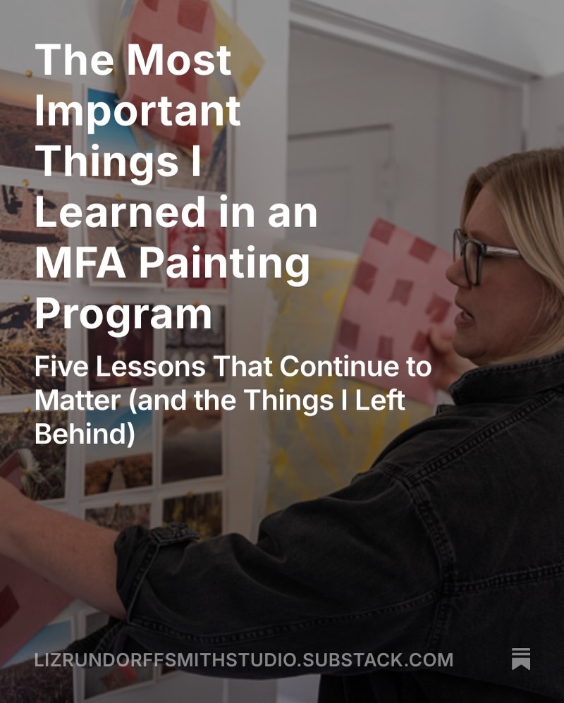 🧐🧐 I hope you’ll take a look at my latest @substack post! I’m sharing the five most important lessons from grad school that have helped to sustain my practice and a few things that I left behind 🛼🛼
I wouldn’t say that I completed the MFA brimming with confidence in my work or carrying a map to success. What I did leave with, however, were a few important disciplines and core convictions that continue to anchor my work to this day. I’ve distilled the lessons I chose to sustain after school into a few core tenets that have become the essential pillars for building and nurturing my practice.
🔗 link in my bio to @substack to read on and please subscribe (free) and share!