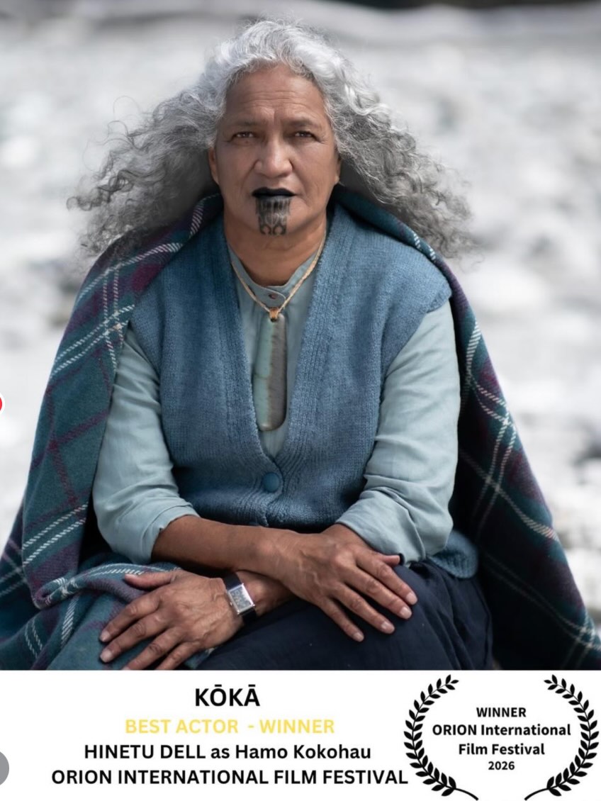 Celebrating, Hinetu Dell!
Hinetu has won BEST ACTOR for her powerful portrayal of Hamo in KŌKĀ at the Orion International Film Festival 2026.
Her performance brings depth, strength and heart to the story of a Māori kuia guiding a troubled young woman on a journey of healing, identity and connection.
Warmest congratulations Hinetu — it is a pleasure representing you.
Also a huge congrats to the whole team who worked on KŌKĀ ❤️
@kokafilmnz #nzstories #nzfilmmaking