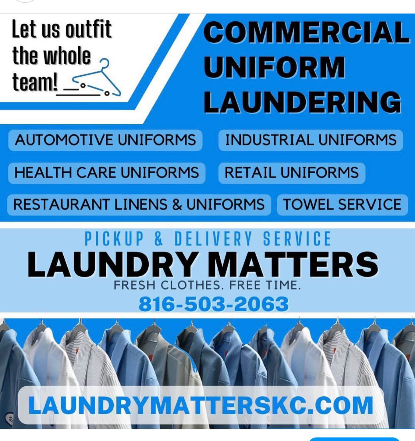 🚨 BUSINESS OWNERS 🚨
We never do this! Don’t miss out!
Need reliable laundry service? We’ve got you covered!
✨ $1 per lb (30 lb minimum)
✨ 24-48 hour turnaround
✨ Perfect for work uniforms, linens, tablecloths, and more
Fast. Affordable. Dependable.
Send us a message today and let us take laundry off your to-do list!