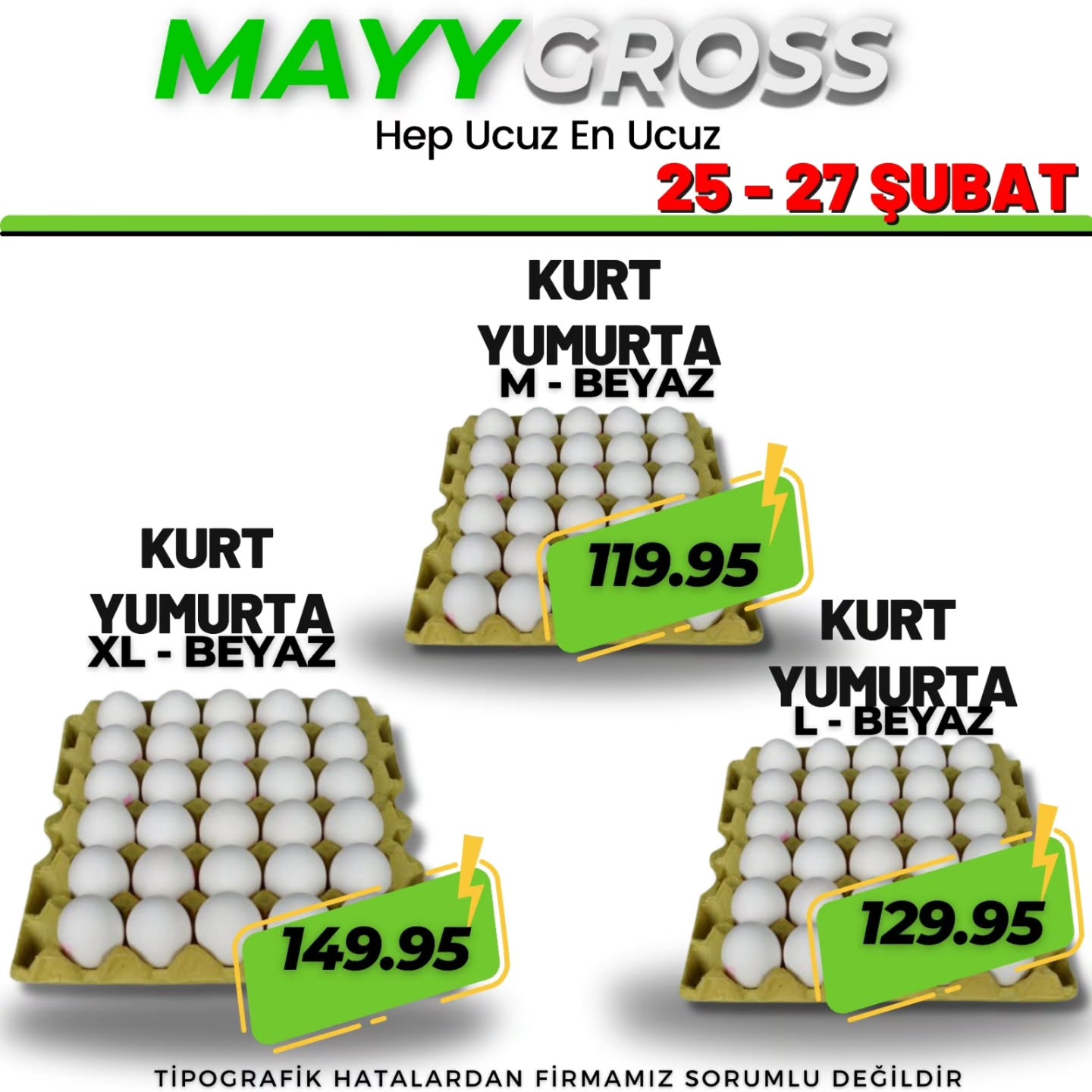 🎉 25-27 Şubat Özel İndirim Günleri!
En taze ürünler, en uygun fiyatlarla burada!
Bu fırsatları kaçırmayın 😉 MayyGross’a davetlisiniz.”#kırşehir #kaman #manav #mucur#takipci