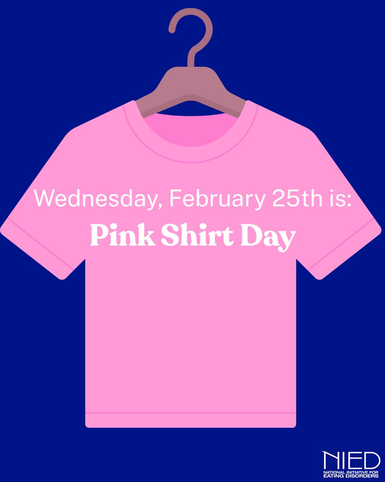 Today weāre wearing pink in honour of Pink Shirt Day š
This day is about standing up against bullying in all its forms including the harmful comments, body shaming, and diet culture messages that can deeply impact mental health. For many, those words and pressures can contribute to eating disorders and silent struggles.
Here at NIED, weāre committed to creating spaces rooted in compassion, support, and understanding. Letās challenge appearance-based judgment, speak up against stigma, and remind those who are struggling that they are not alone.
For more information and where to donate please go to pinkshirtday.ca or @pinkshirtday on Instagram.